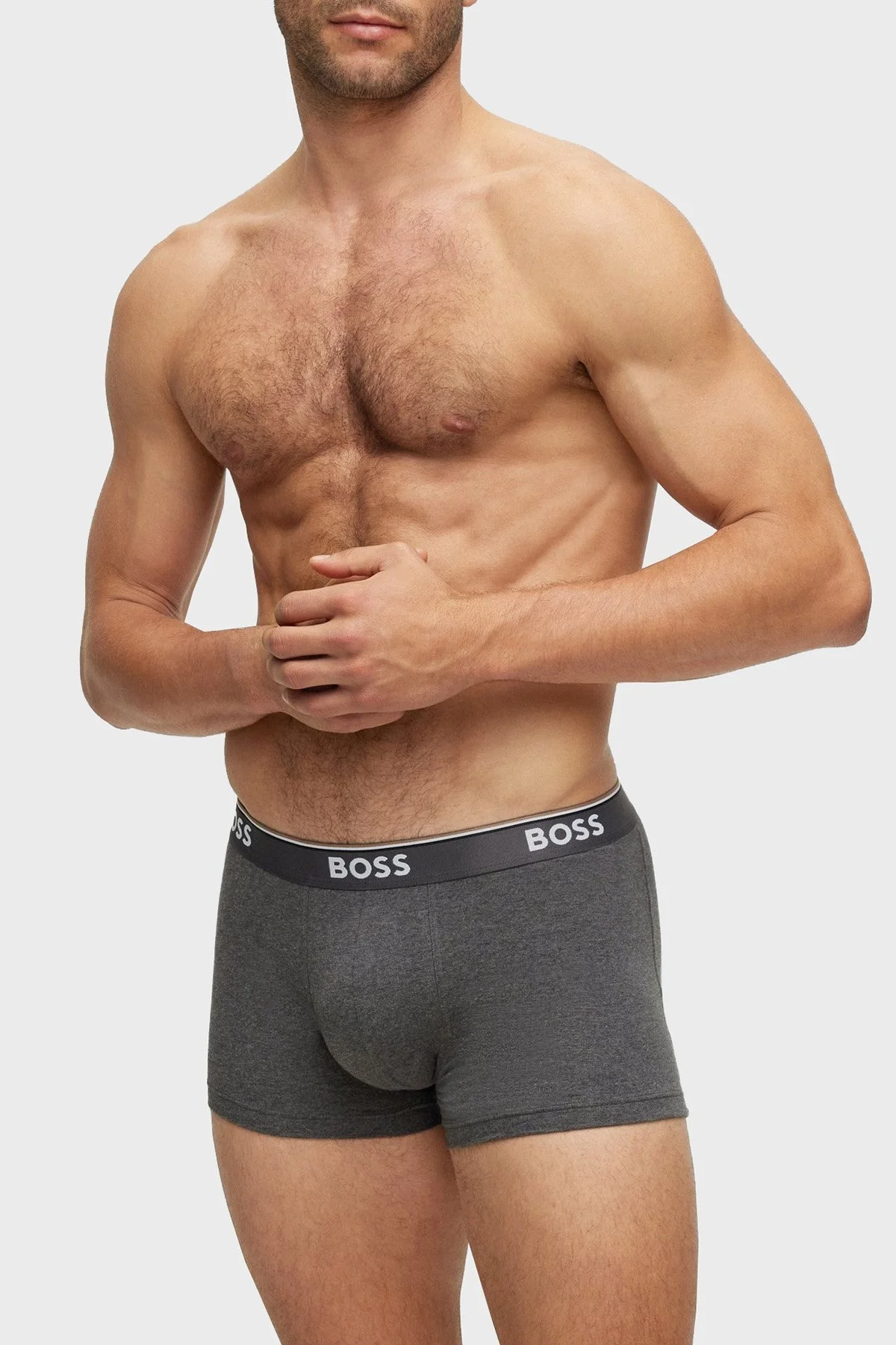 Boss Streç Pamuklu 3 Pack Erkek Boxer 50475274 061 GRİ-SİYAH - 2