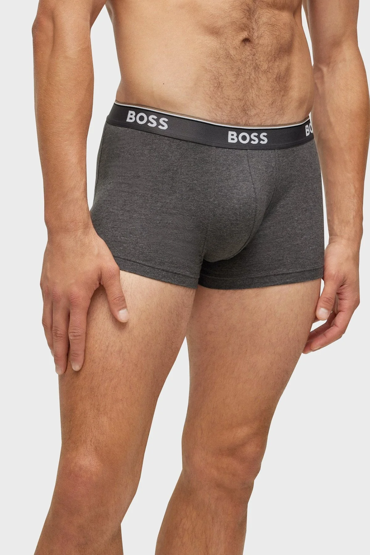 Boss Streç Pamuklu 3 Pack Erkek Boxer 50475274 061 GRİ-SİYAH - 4