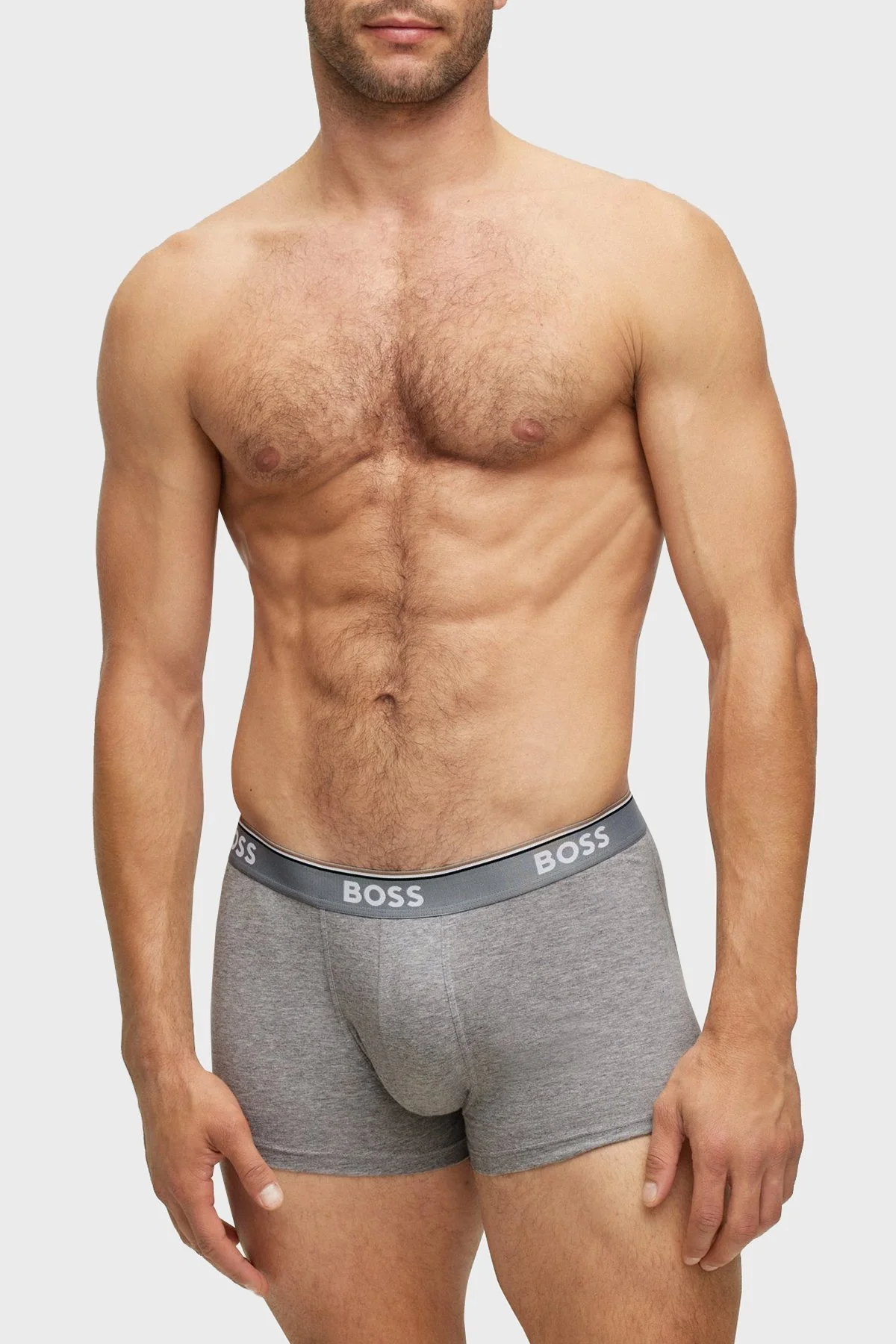 Boss Streç Pamuklu 3 Pack Erkek Boxer 50475274 061 GRİ-SİYAH - 6