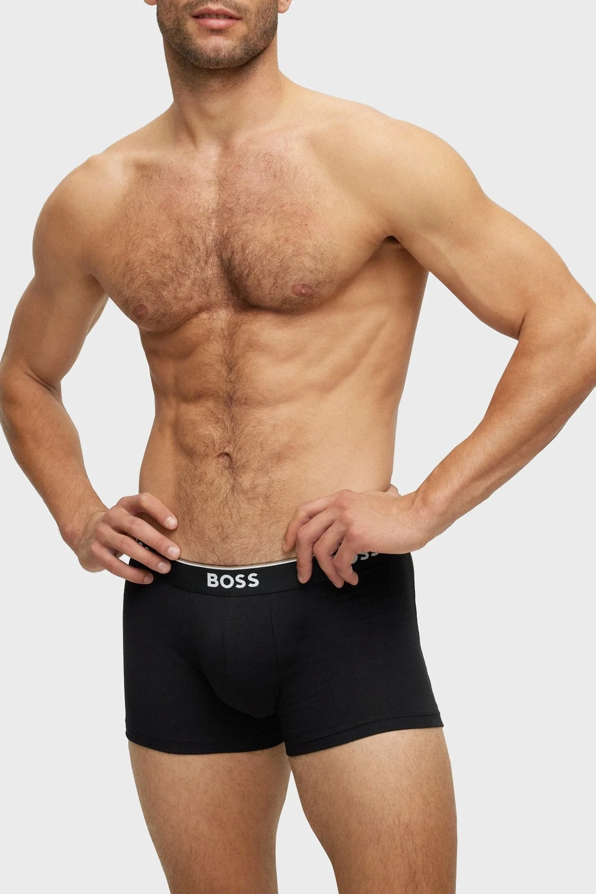 Boss Streç Pamuklu 3 Pack Erkek Boxer 50475274 061 GRİ-SİYAH - 7