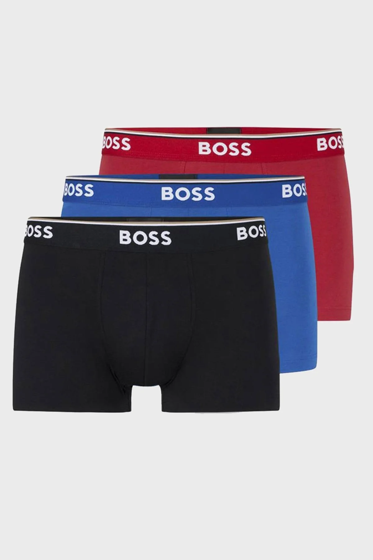 Boss Streç Pamuklu 3 Pack Erkek Boxer 50475274 962 Saks-Siyah-Kırmızı - 1