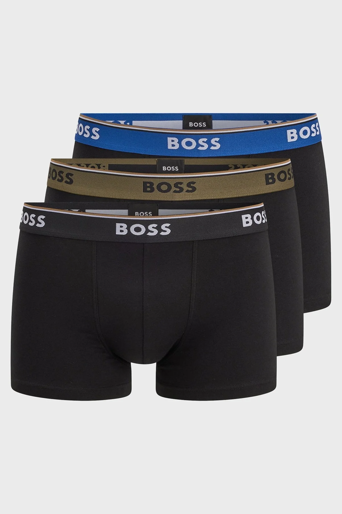 Boss Streç Pamuklu 3 Pack Erkek Boxer 50479114 966 Siyah-Haki-Saks - 1