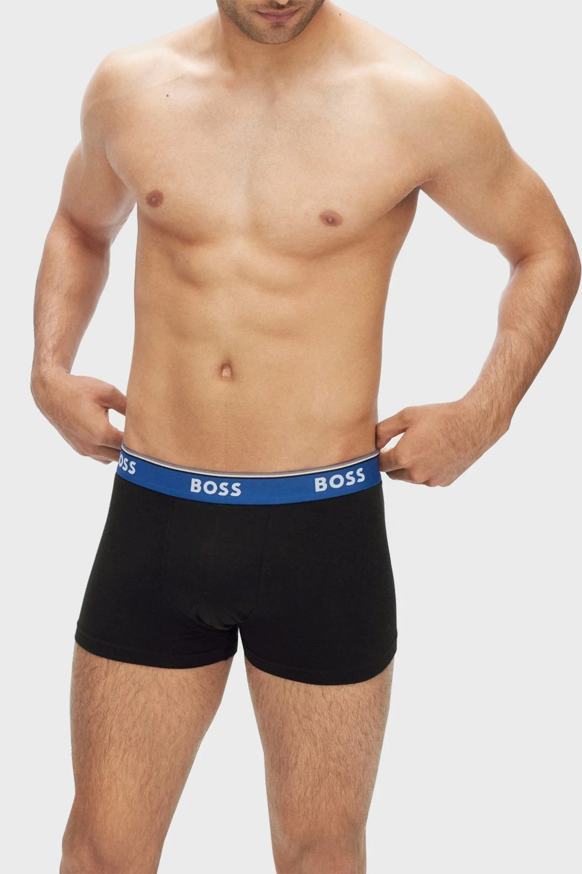 Boss Streç Pamuklu 3 Pack Erkek Boxer 50479114 966 Siyah-Haki-Saks - 2