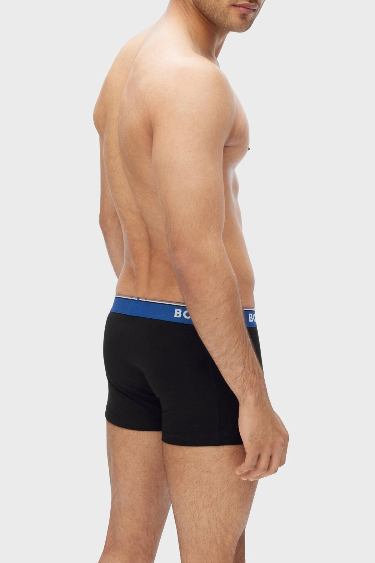 Boss Streç Pamuklu 3 Pack Erkek Boxer 50479114 966 Siyah-Haki-Saks - 3