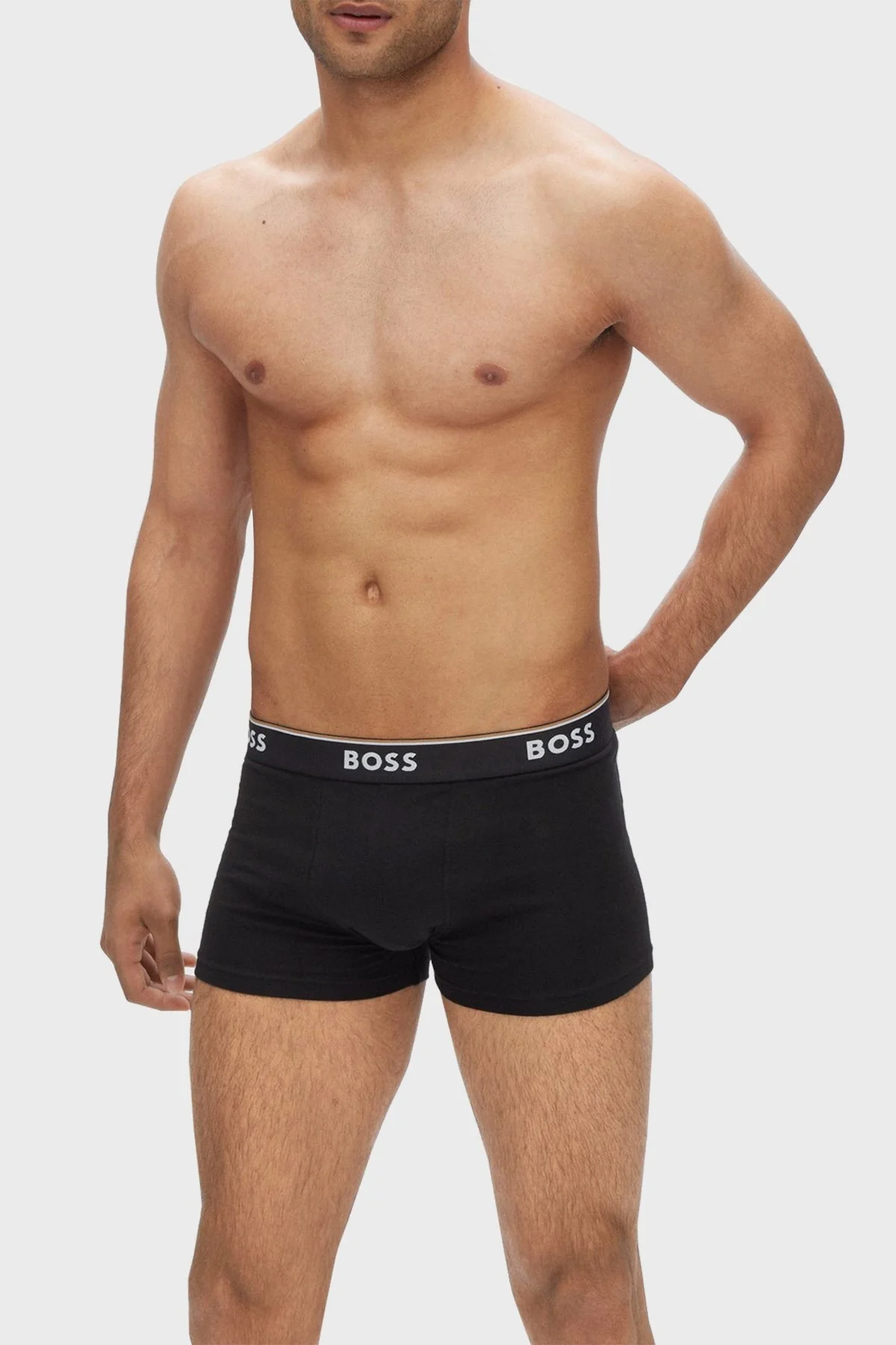 Boss Streç Pamuklu 3 Pack Erkek Boxer 50479114 966 Siyah-Haki-Saks - 6