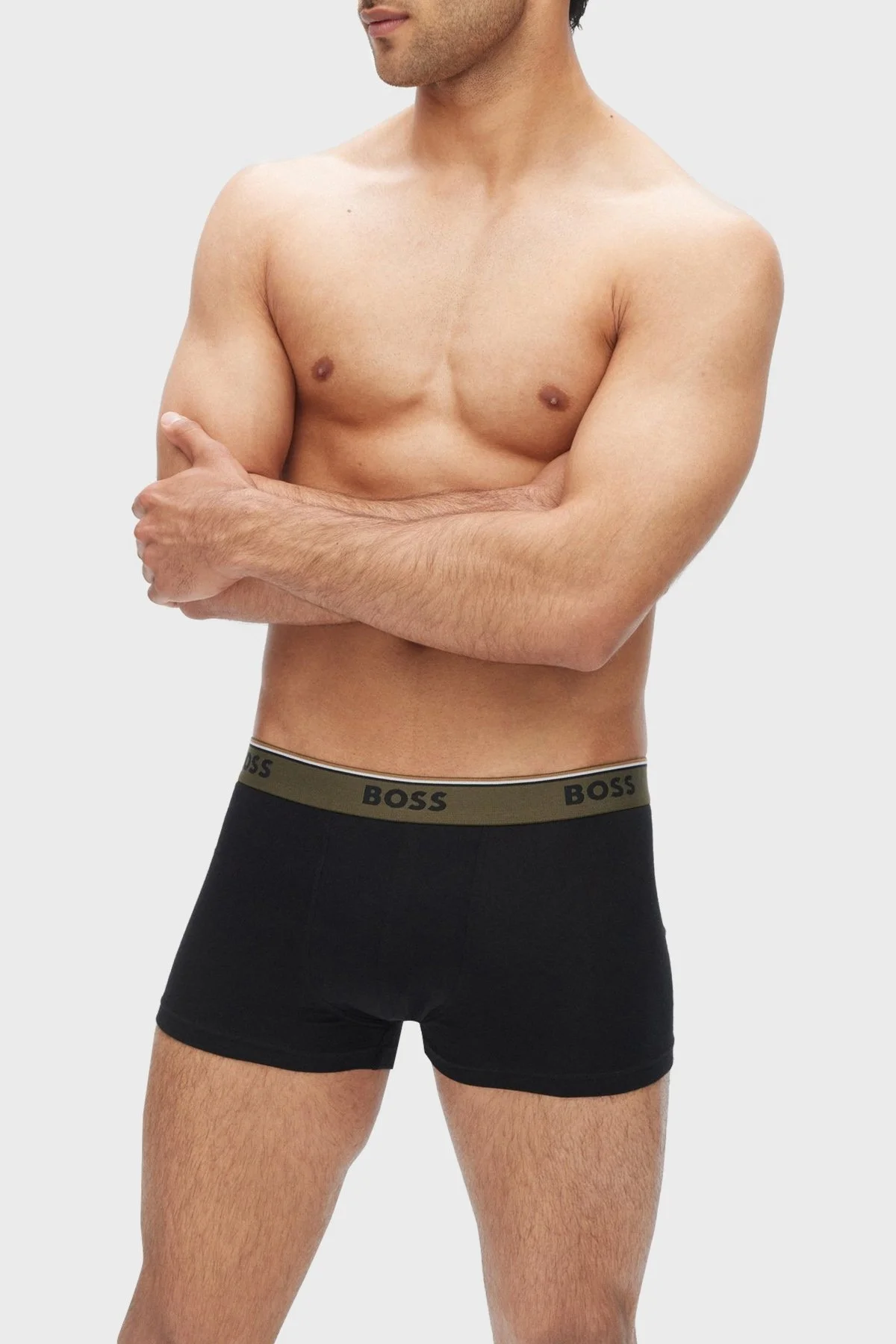 Boss Streç Pamuklu 3 Pack Erkek Boxer 50479114 966 Siyah-Haki-Saks - 7