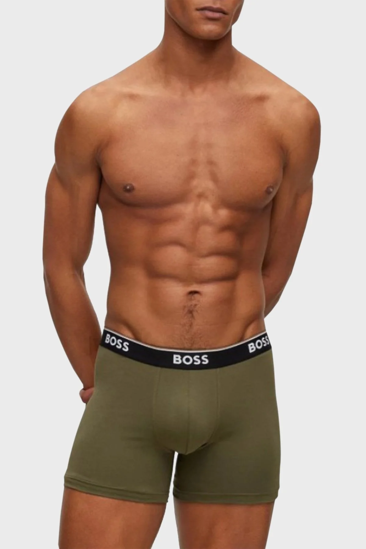 Boss Streç Pamuklu 3 Pack Erkek Boxer 50517829 965 Haki-Siyah-Siyah - 2