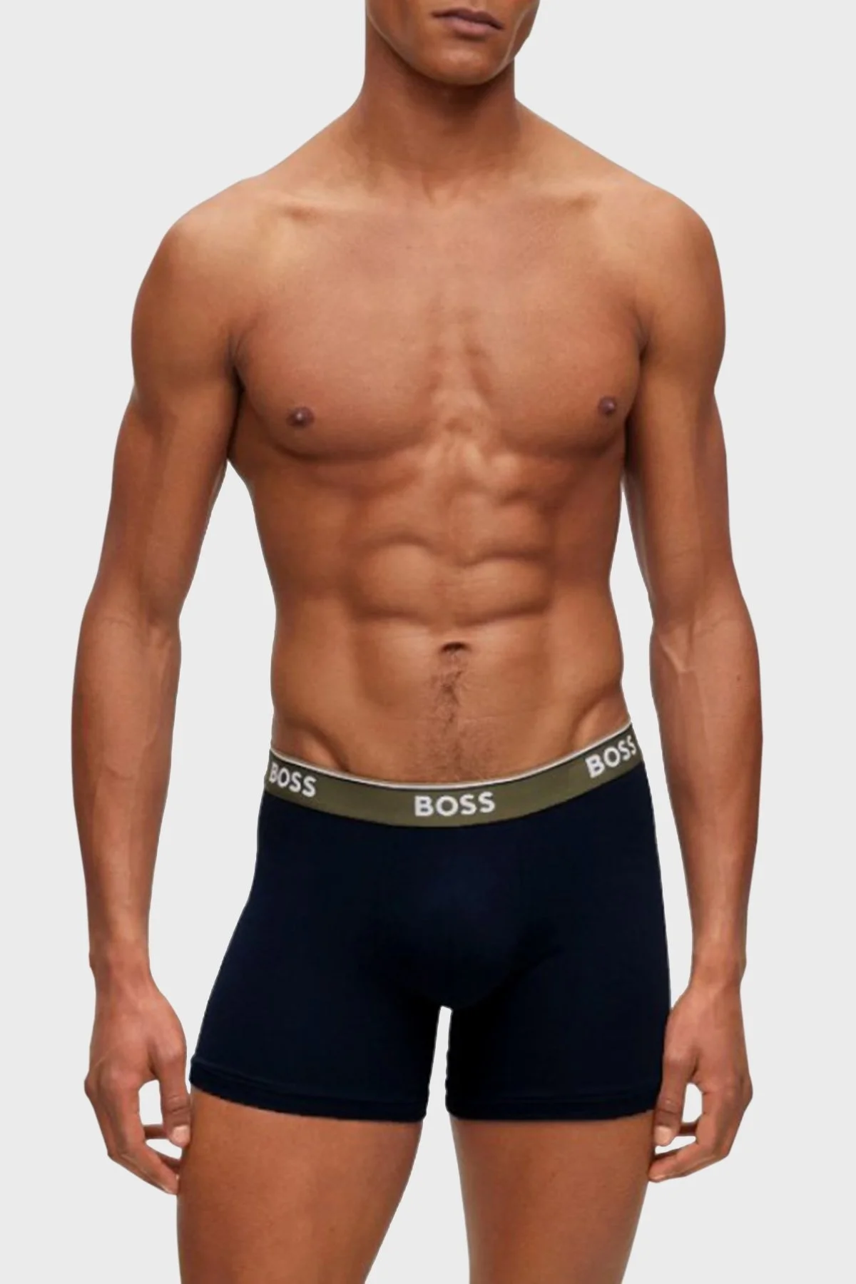 Boss Streç Pamuklu 3 Pack Erkek Boxer 50517829 965 Haki-Siyah-Siyah - 3