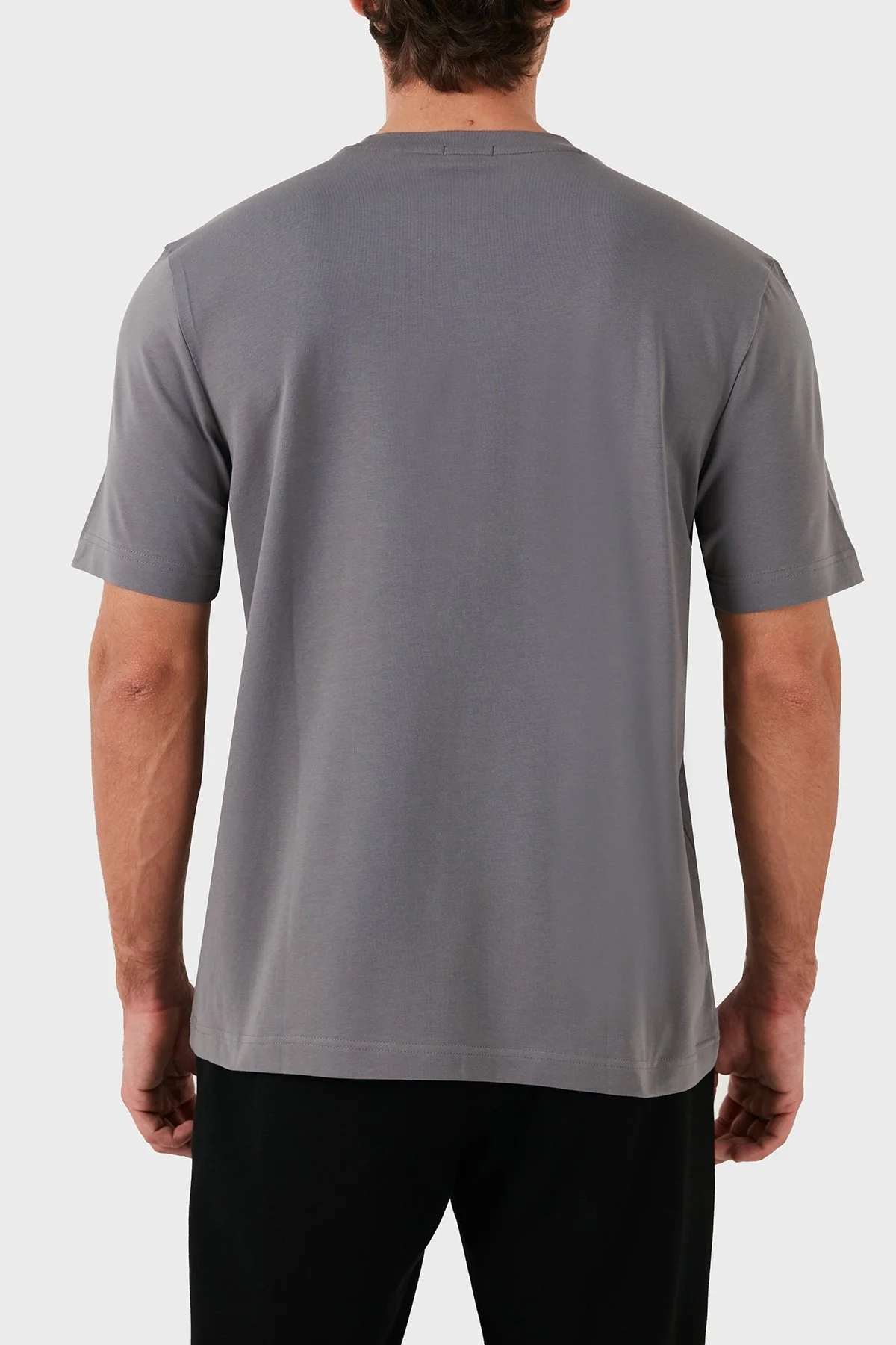 Boss Streç Pamuklu Bisiklet Yaka Erkek T Shirt 50473278 029 GRİ - 3