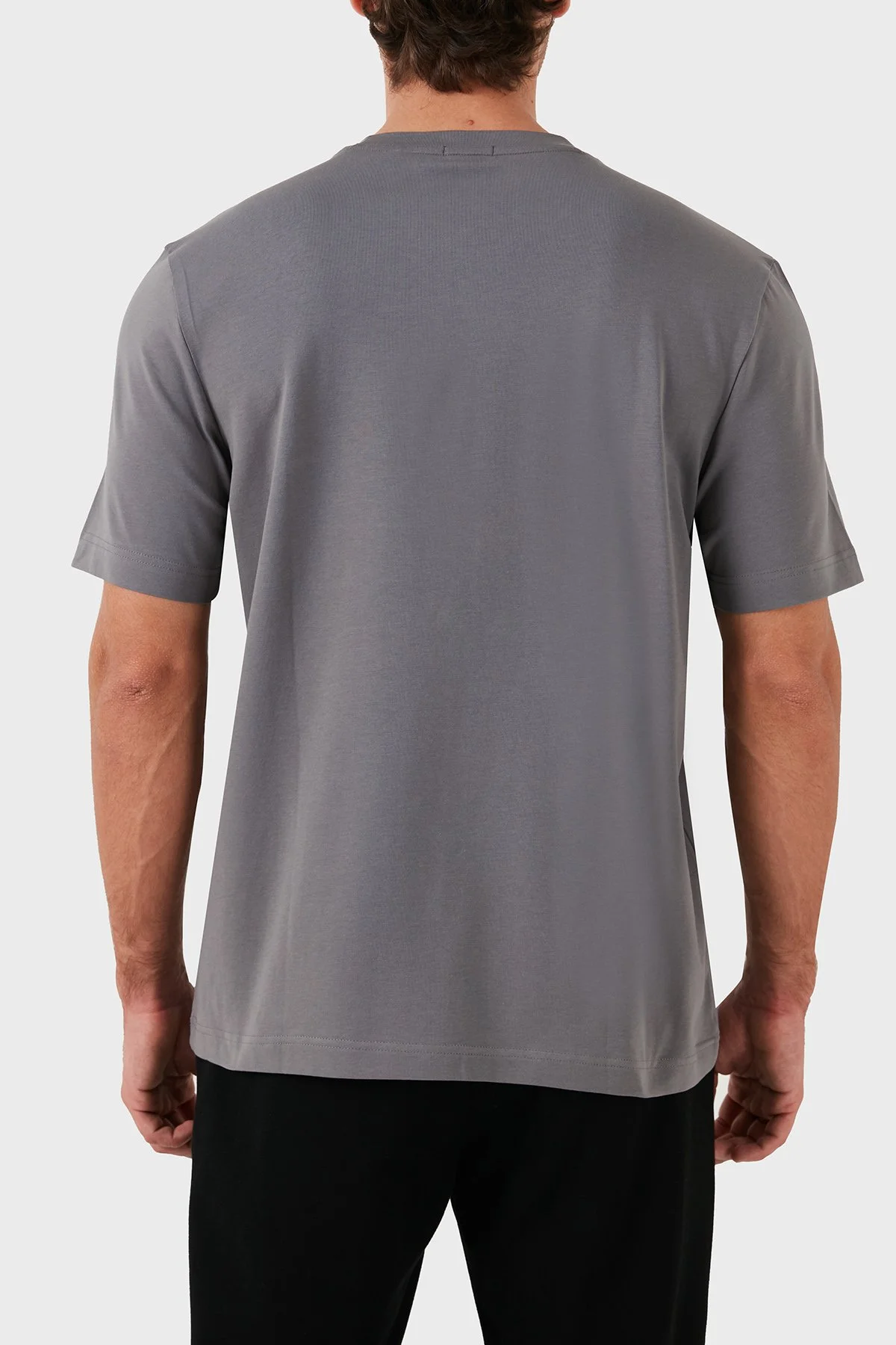 Boss Streç Pamuklu Bisiklet Yaka Erkek T Shirt 50473278 029 GRİ - 3