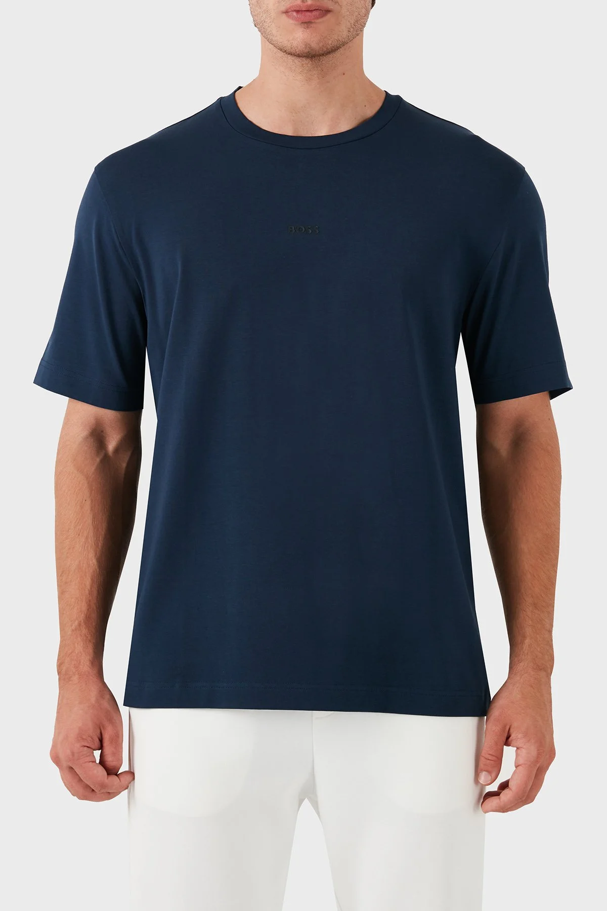 Boss Streç Pamuklu Bisiklet Yaka Erkek T Shirt 50473278 464 LACİVERT-LİLA - 1