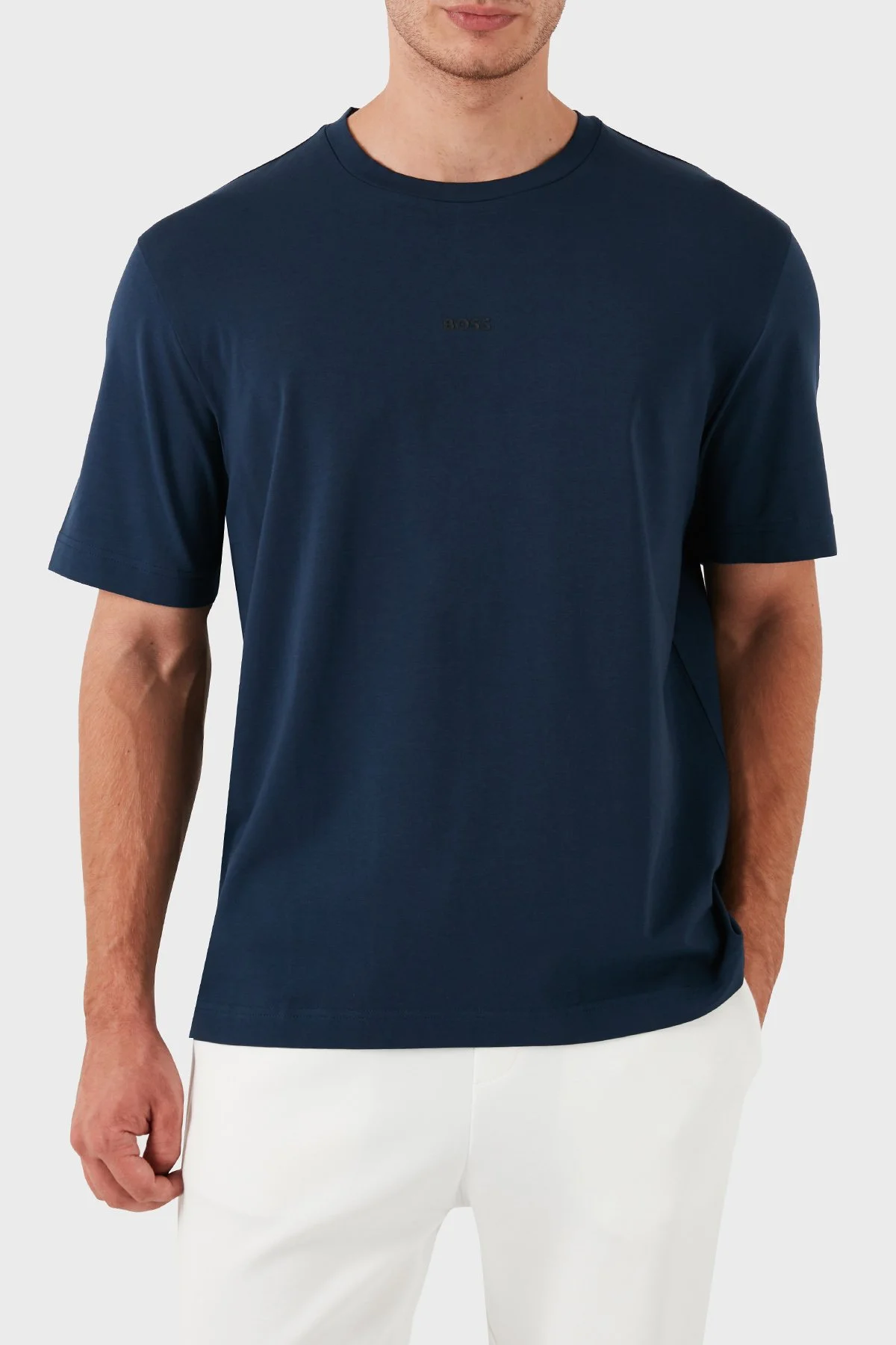 Boss Streç Pamuklu Bisiklet Yaka Erkek T Shirt 50473278 464 LACİVERT-LİLA - 4