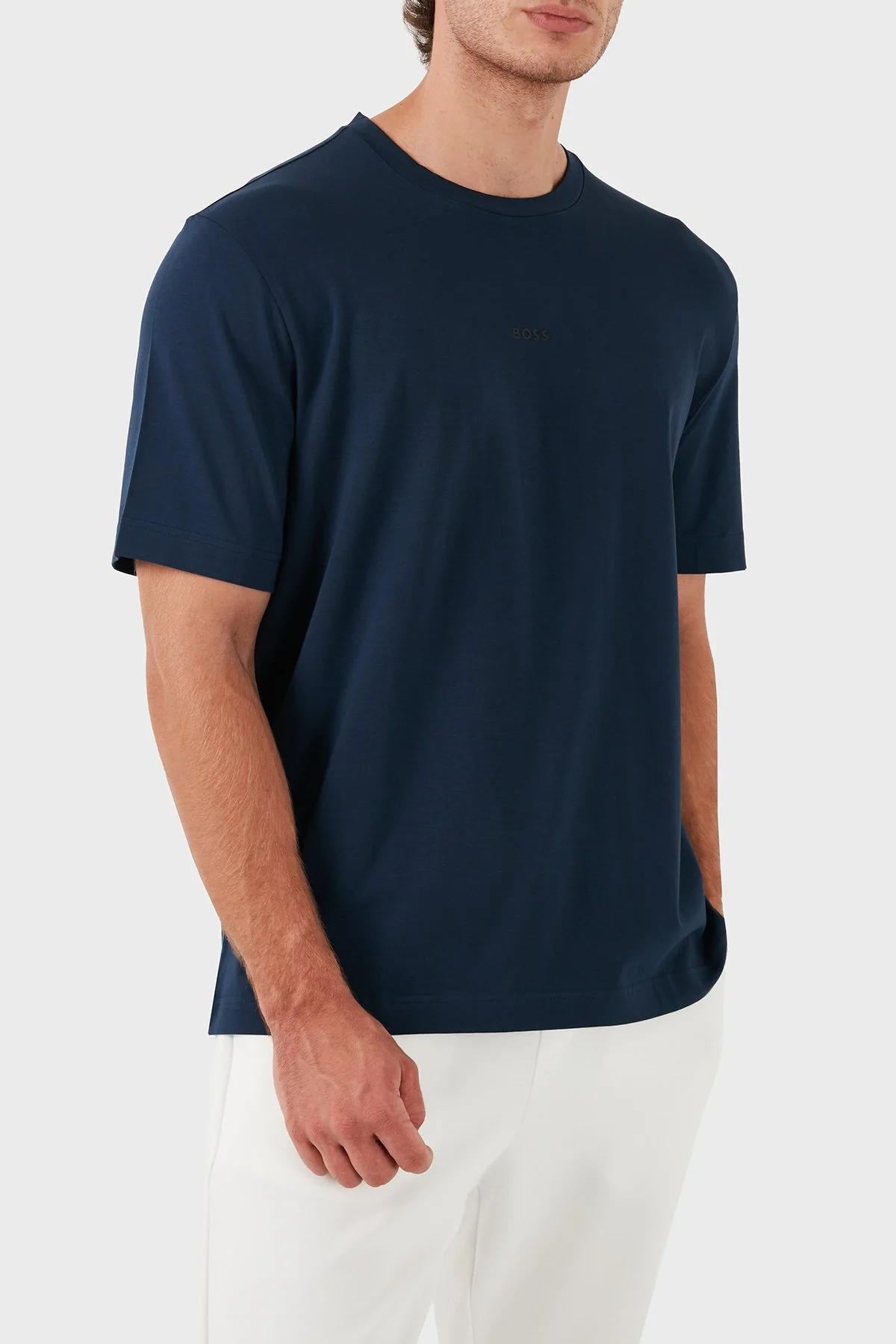 Boss Streç Pamuklu Bisiklet Yaka Erkek T Shirt 50473278 464 LACİVERT-LİLA - 5