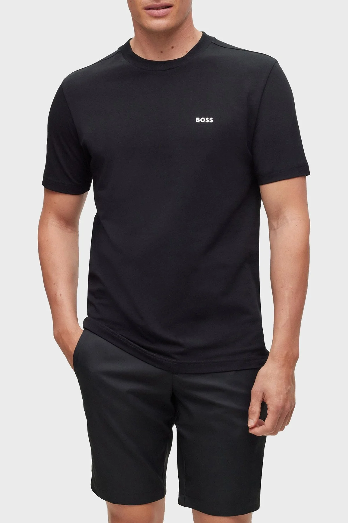 Boss Streç Pamuklu Bisiklet Yaka Regular Fit Erkek T Shirt 50469057 001 SİYAH - 1