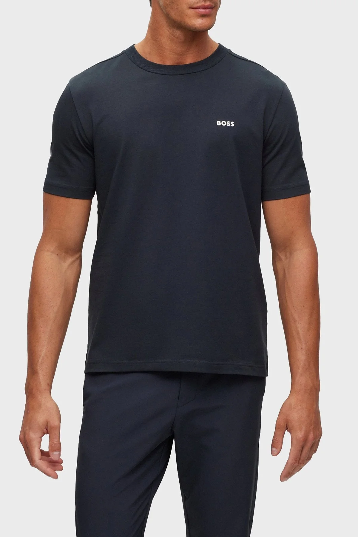 Boss Streç Pamuklu Bisiklet Yaka Regular Fit Erkek T Shirt 50469057 402 LACİVERT - 1