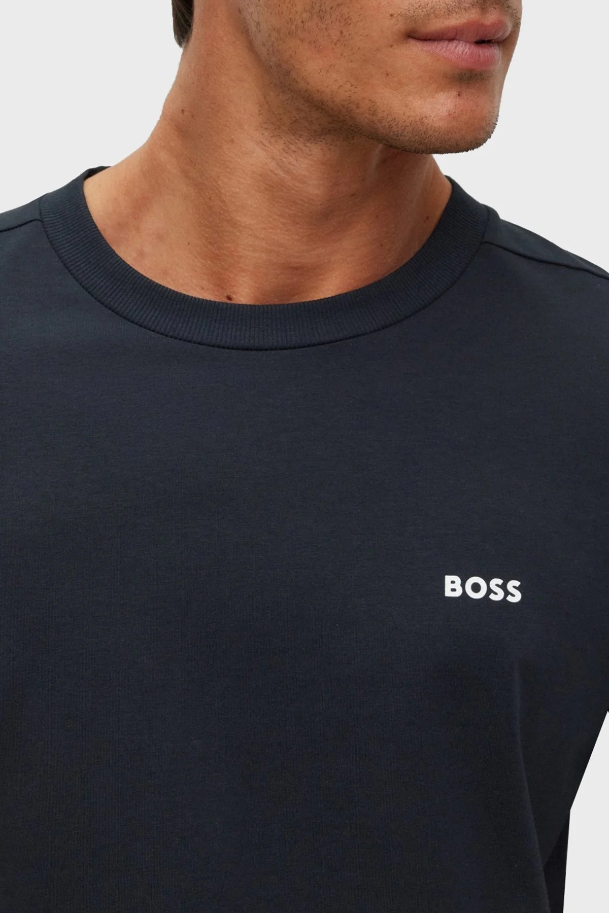 Boss Streç Pamuklu Bisiklet Yaka Regular Fit Erkek T Shirt 50469057 402 LACİVERT - 2