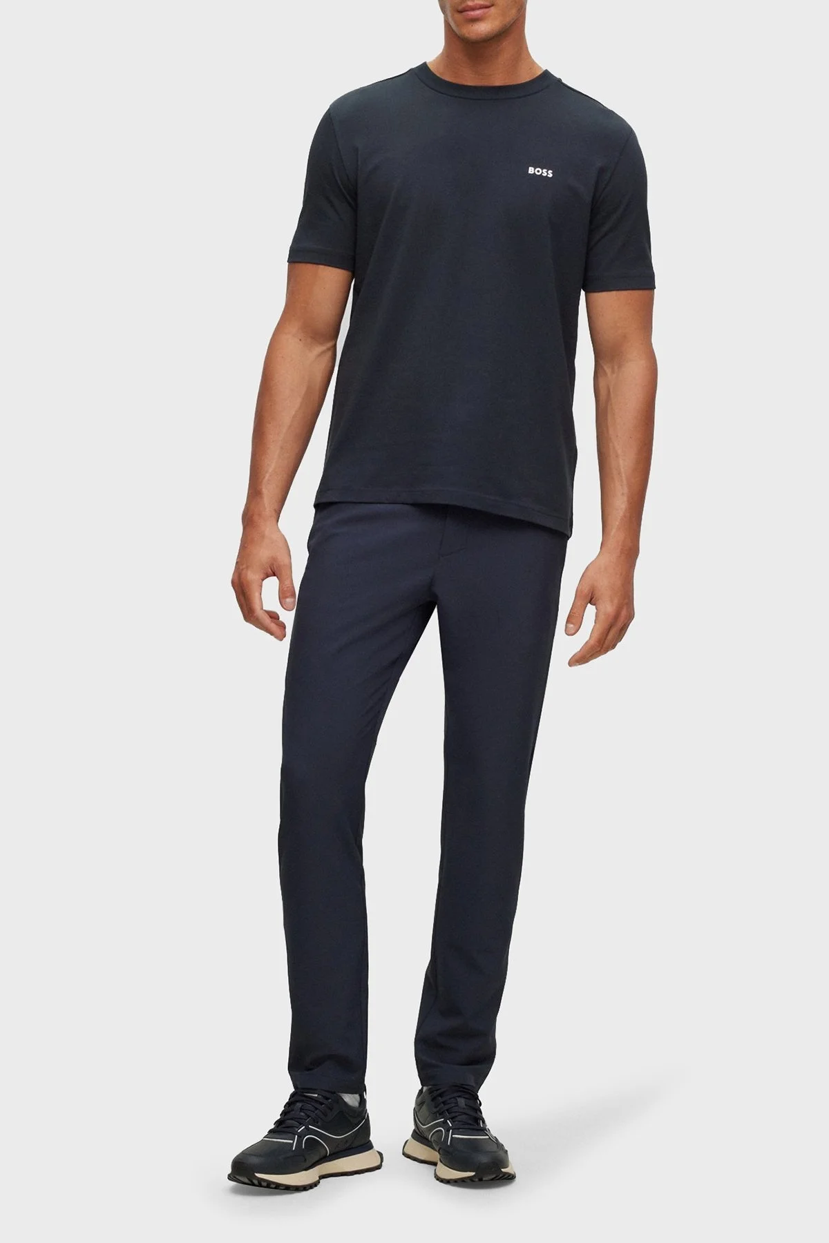 Boss Streç Pamuklu Bisiklet Yaka Regular Fit Erkek T Shirt 50469057 402 LACİVERT - 3