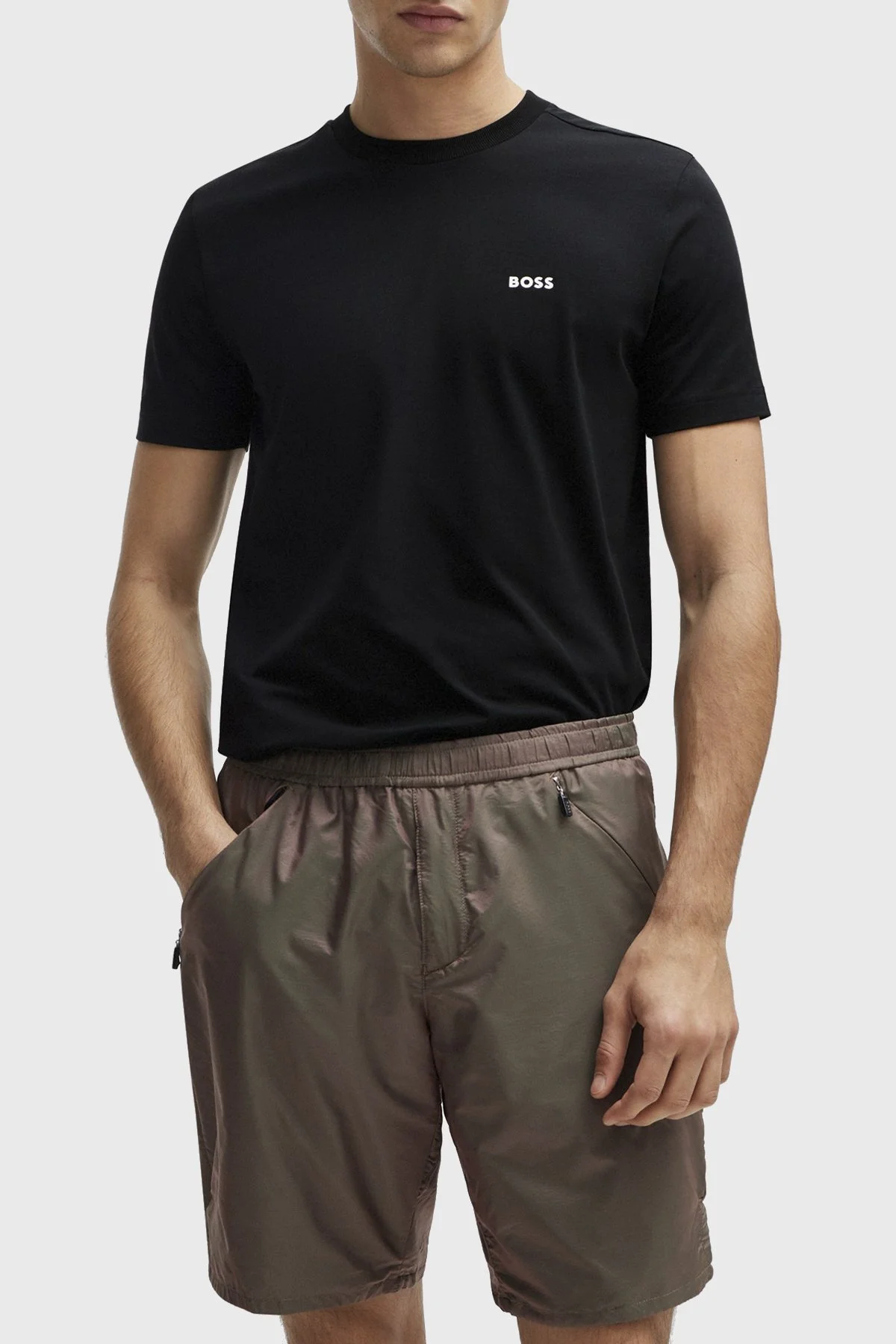 Boss Streç Pamuklu Bisiklet Yaka Regular Fit Erkek T Shirt 50506373 001 Siyah - 1