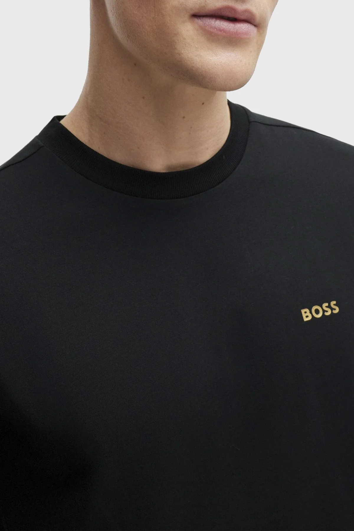 Boss Streç Pamuklu Bisiklet Yaka Regular Fit Erkek T Shirt 50506373 002 SİYAH - 4