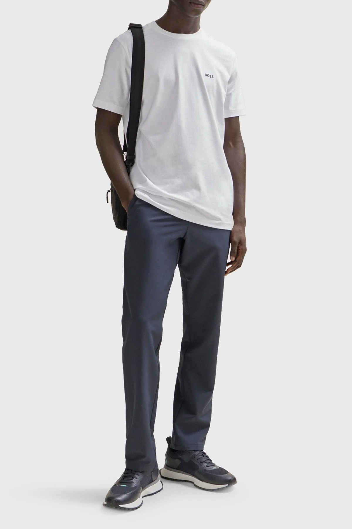 Boss Streç Pamuklu Bisiklet Yaka Regular Fit Erkek T Shirt 50506373 100 BEYAZ - 2