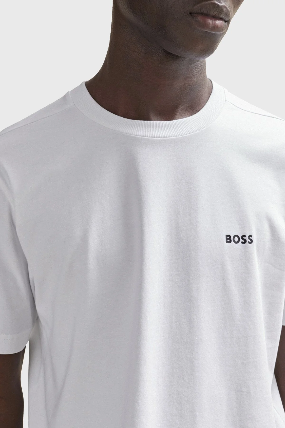 Boss Streç Pamuklu Bisiklet Yaka Regular Fit Erkek T Shirt 50506373 100 BEYAZ - 3