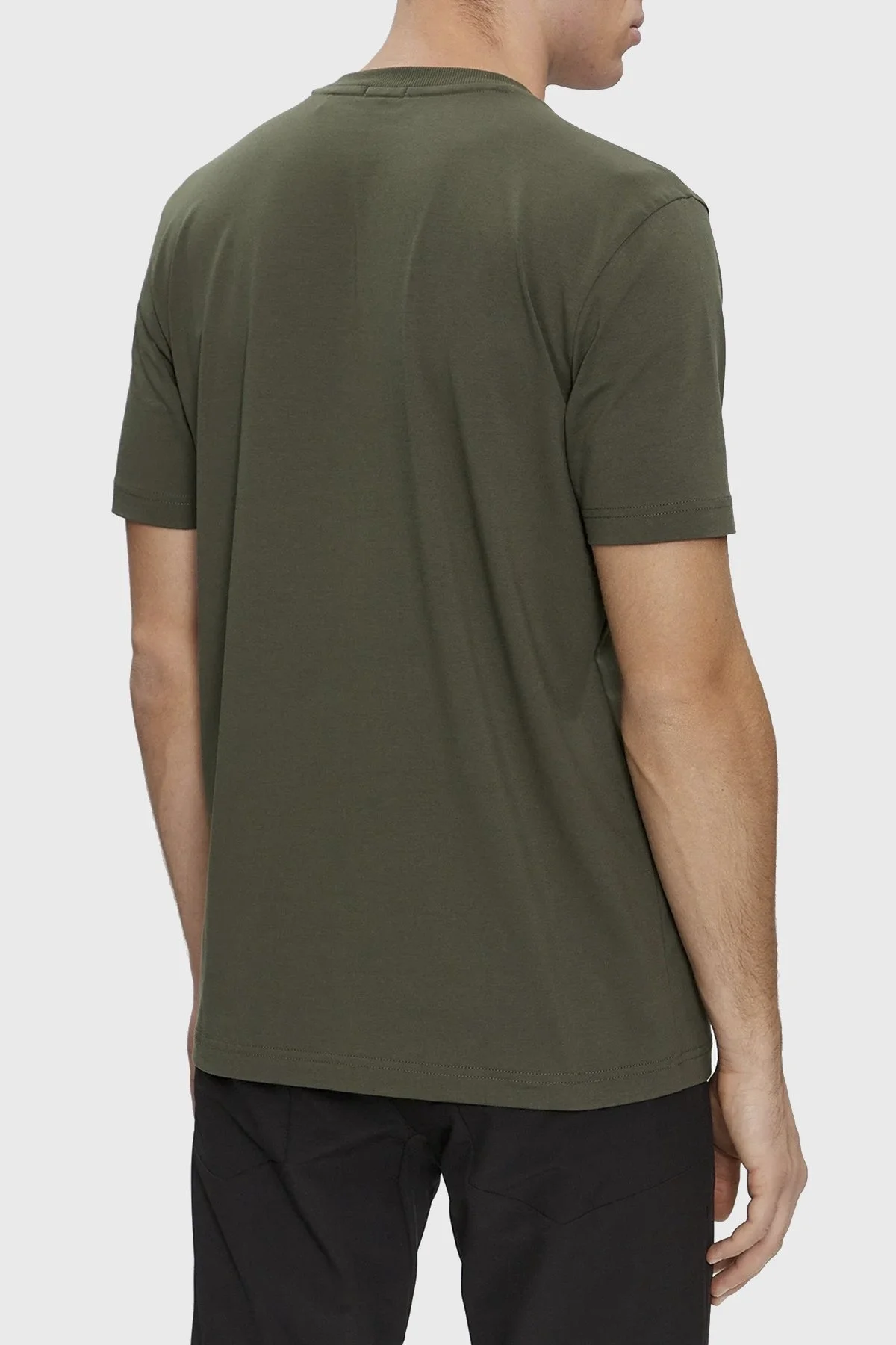 Boss Streç Pamuklu Bisiklet Yaka Regular Fit Erkek T Shirt 50506373 379 HAKİ - 3