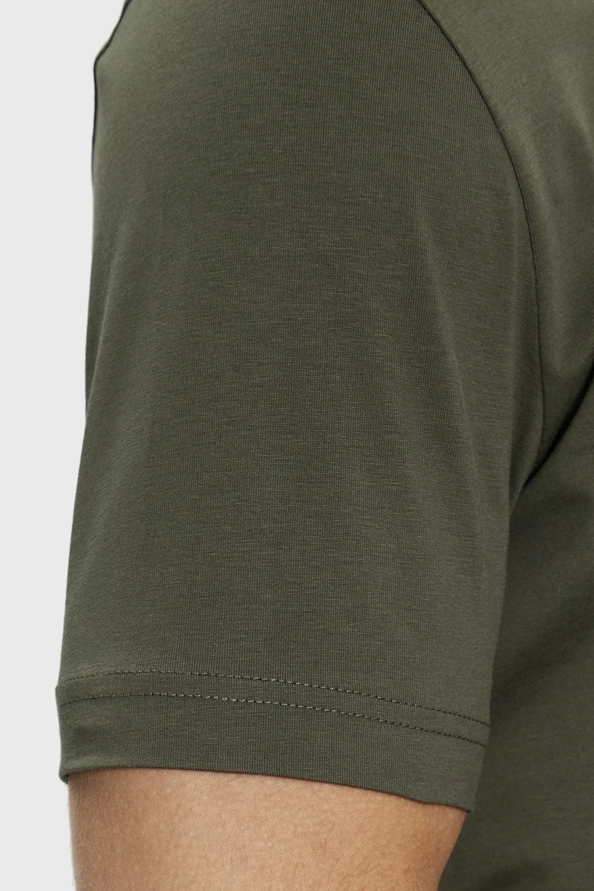 Boss Streç Pamuklu Bisiklet Yaka Regular Fit Erkek T Shirt 50506373 379 HAKİ - 5