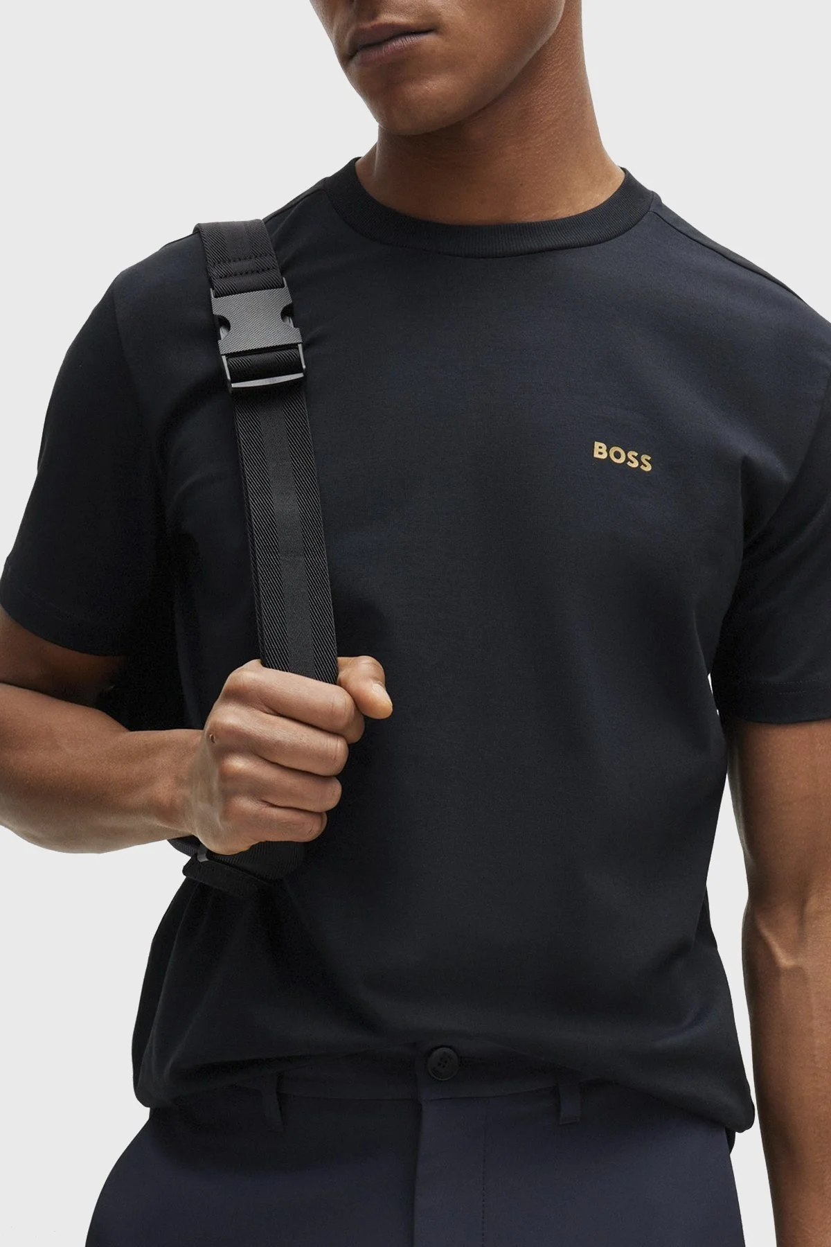 Boss Streç Pamuklu Bisiklet Yaka Regular Fit Erkek T Shirt 50506373 401 LACİVERT - 4