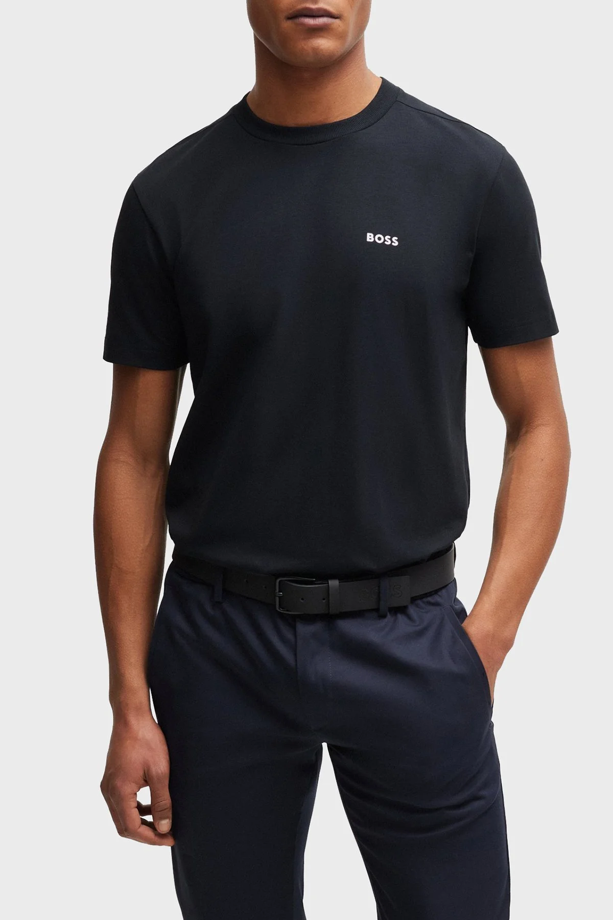 Boss Streç Pamuklu Bisiklet Yaka Regular Fit Erkek T Shirt 50506373 402 LACİVERT - 1