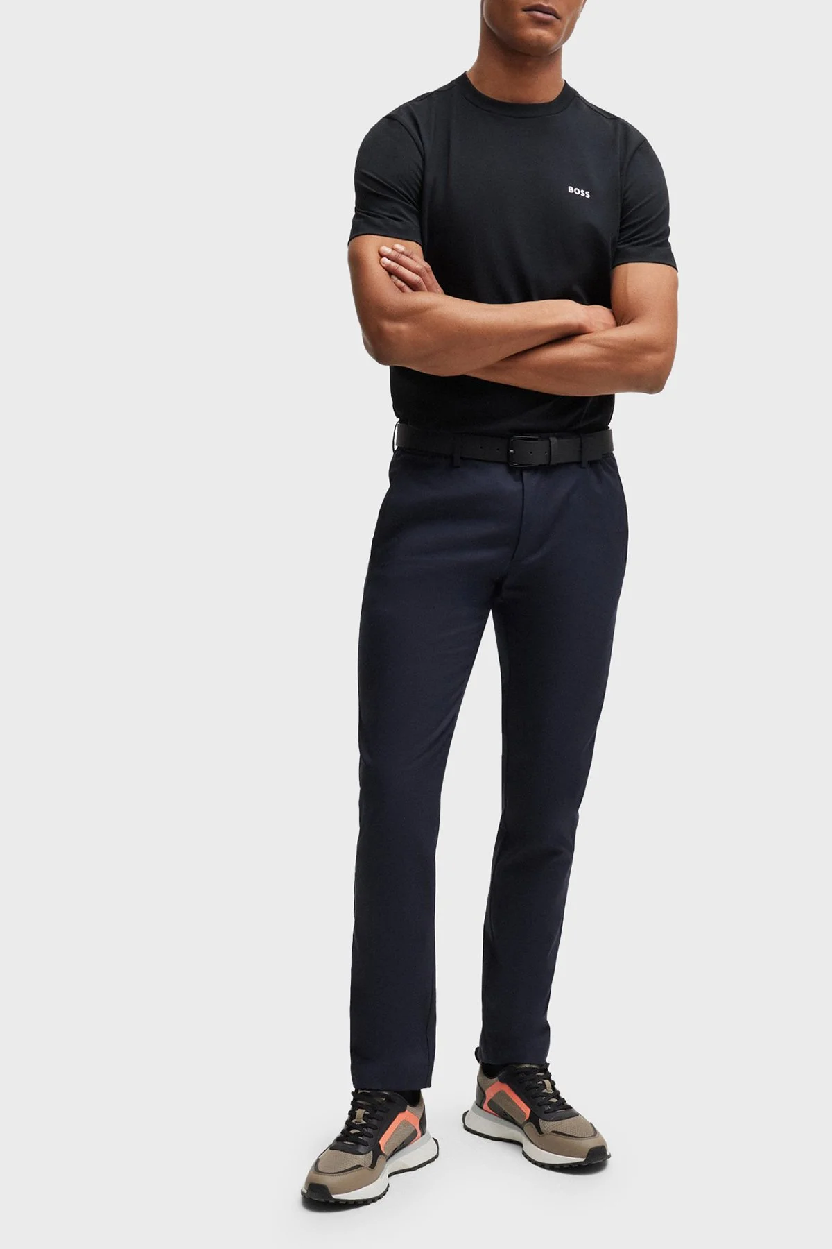 Boss Streç Pamuklu Bisiklet Yaka Regular Fit Erkek T Shirt 50506373 402 LACİVERT - 2