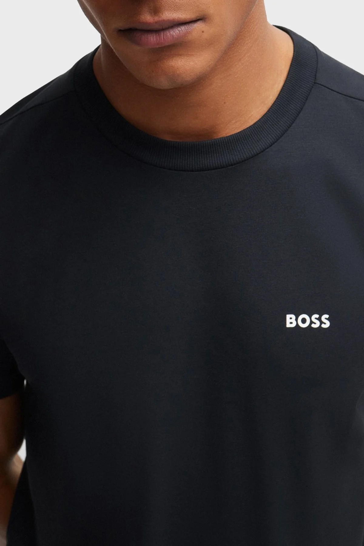 Boss Streç Pamuklu Bisiklet Yaka Regular Fit Erkek T Shirt 50506373 402 LACİVERT - 4