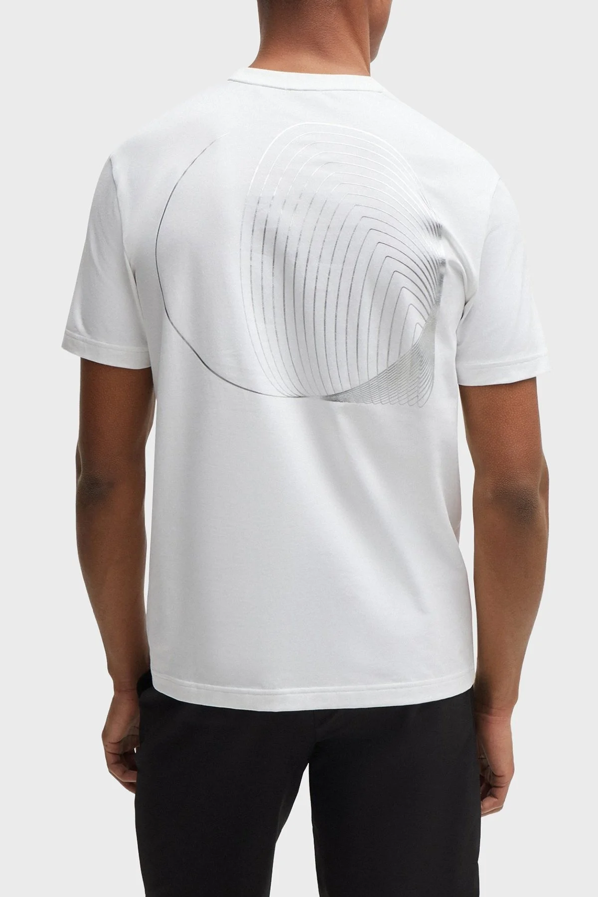Boss Streç Pamuklu Bisiklet Yaka Regular Fit Erkek T Shirt 50513172 100 BEYAZ - 4