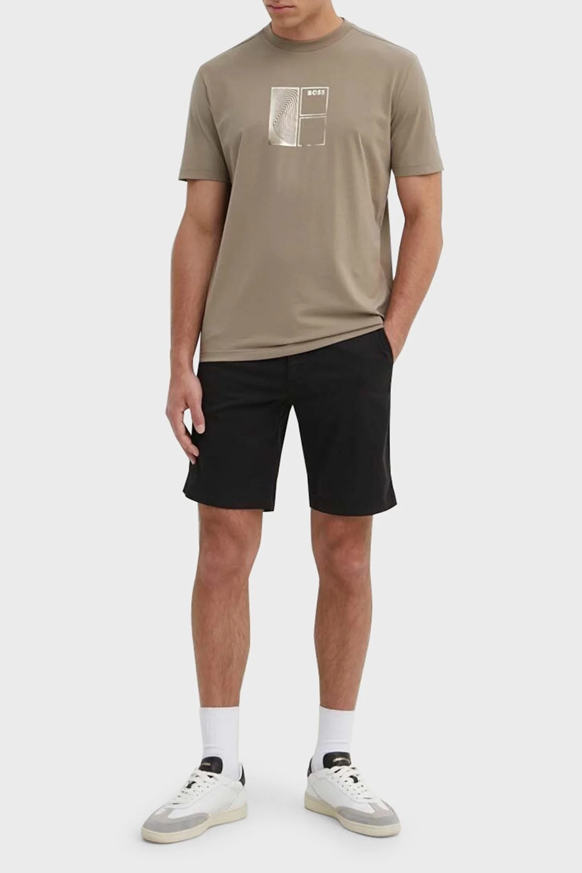 Boss Streç Pamuklu Bisiklet Yaka Regular Fit Erkek T Shirt 50513172 334 HAKİ - 5