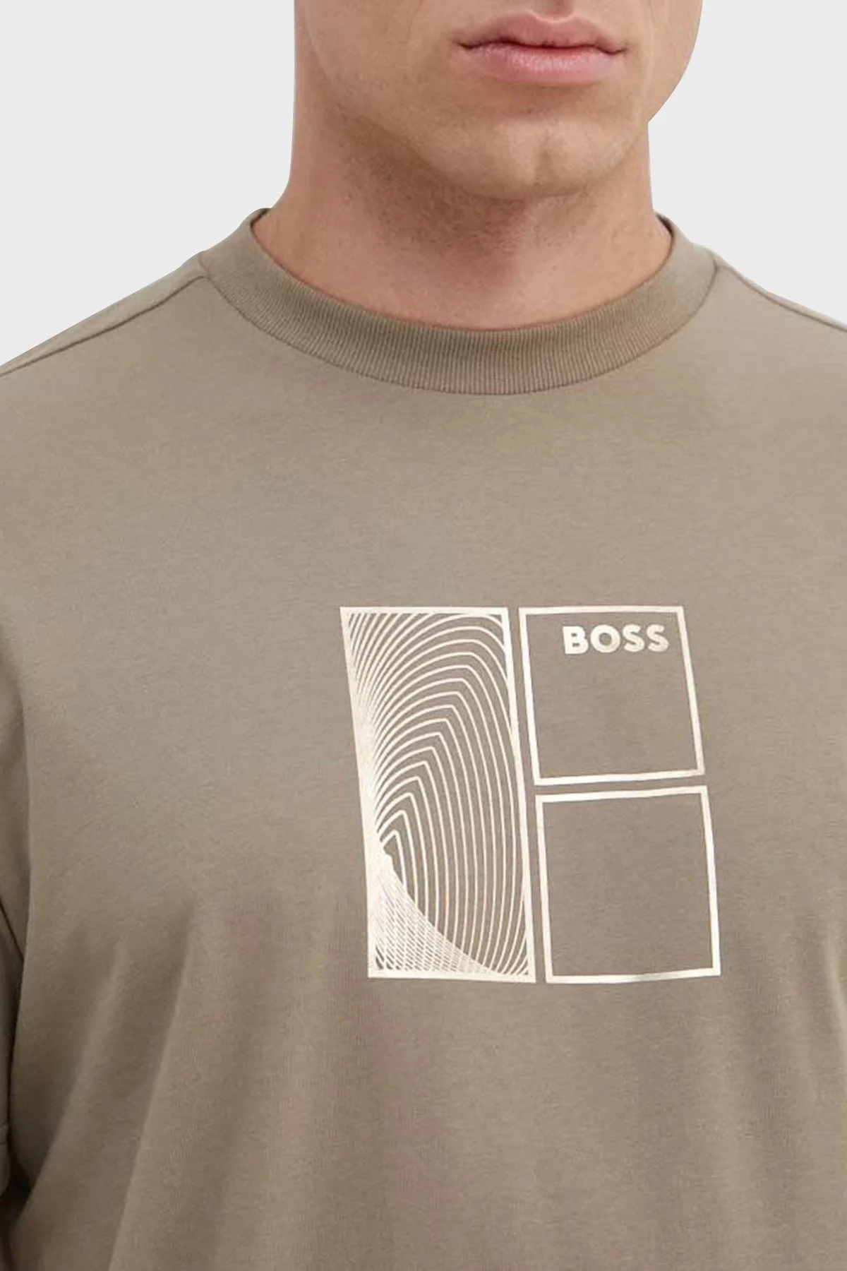 Boss Streç Pamuklu Bisiklet Yaka Regular Fit Erkek T Shirt 50513172 334 HAKİ - 8