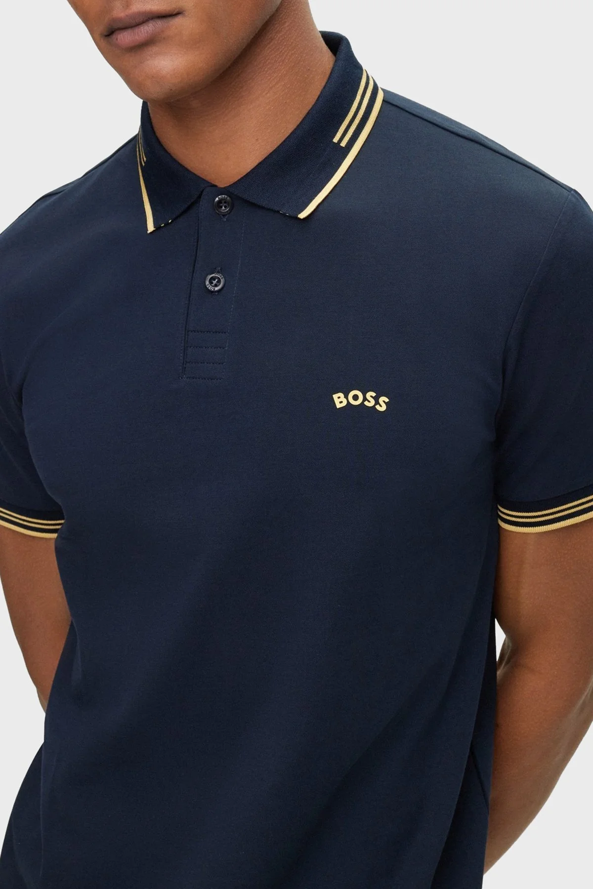 Boss Streç Pamuklu Düğmeli Slim Fit Erkek Polo Yaka T Shirt 50469210 403 KOYU LACIVERT - 2