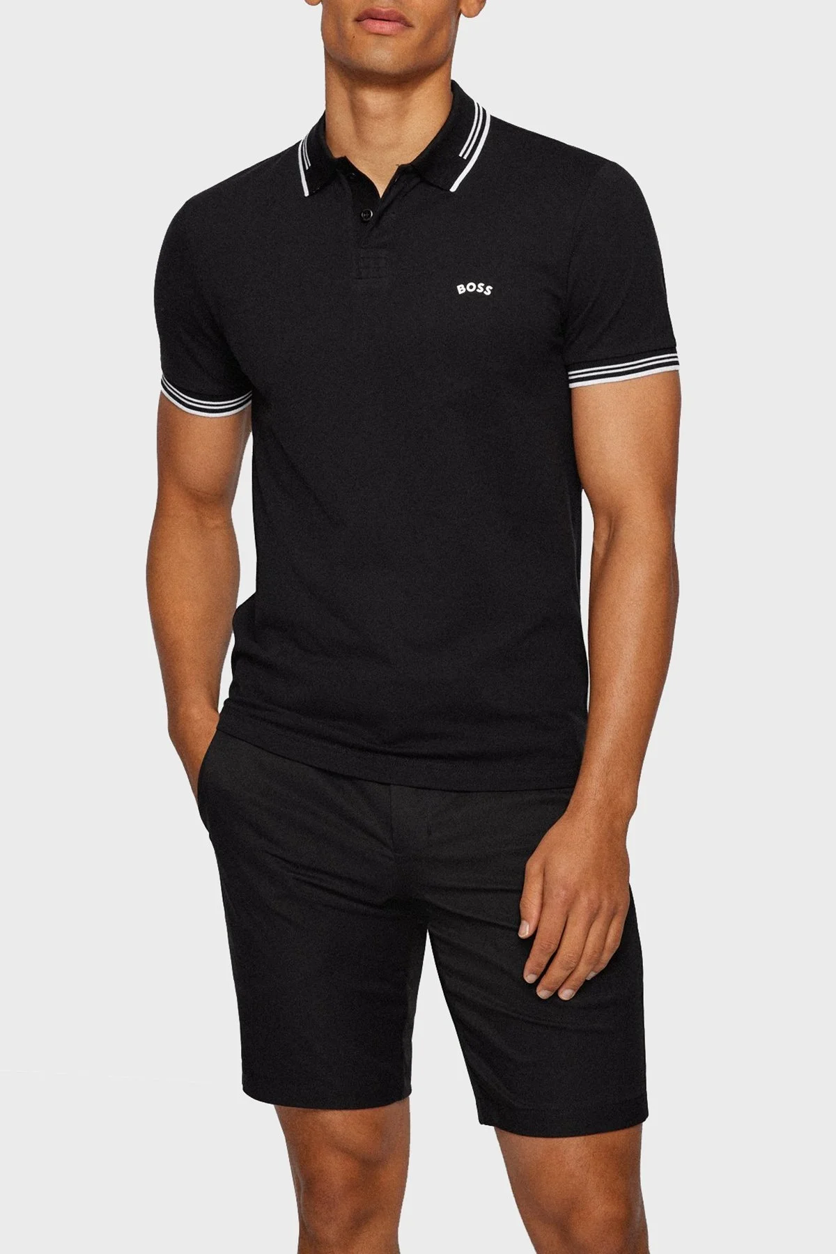 Boss Streç Pamuklu Düğmeli Slim Fit Erkek Polo Yaka T Shirt 50469210 001 SİYAH - 1