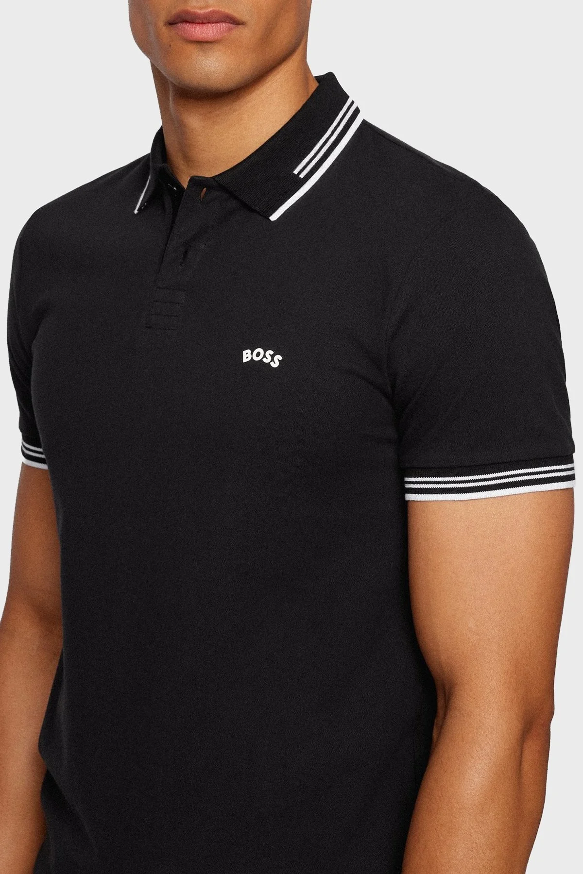 Boss Streç Pamuklu Düğmeli Slim Fit Erkek Polo Yaka T Shirt 50469210 001 SİYAH - 4