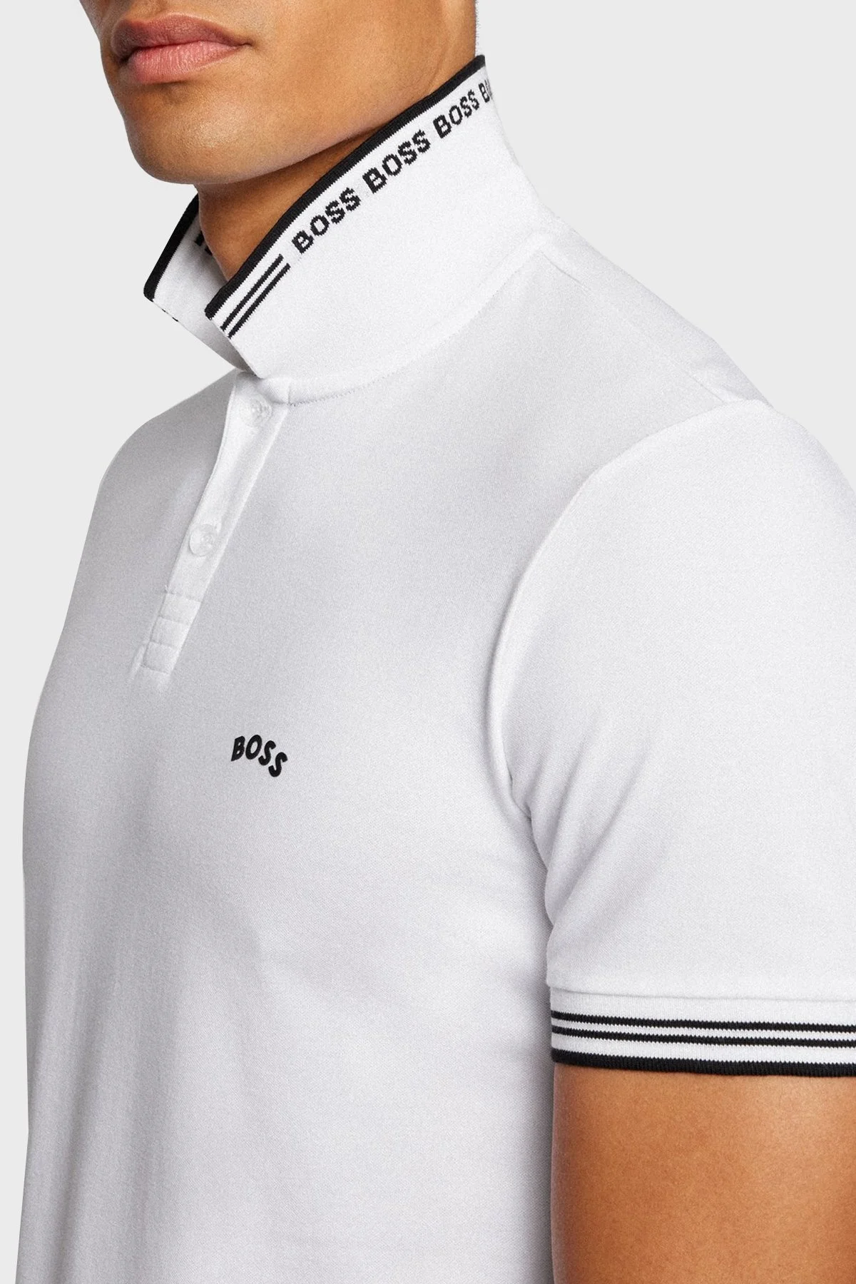 Boss Streç Pamuklu Düğmeli Slim Fit Erkek Polo Yaka T Shirt 50469210 100 BEYAZ - 4
