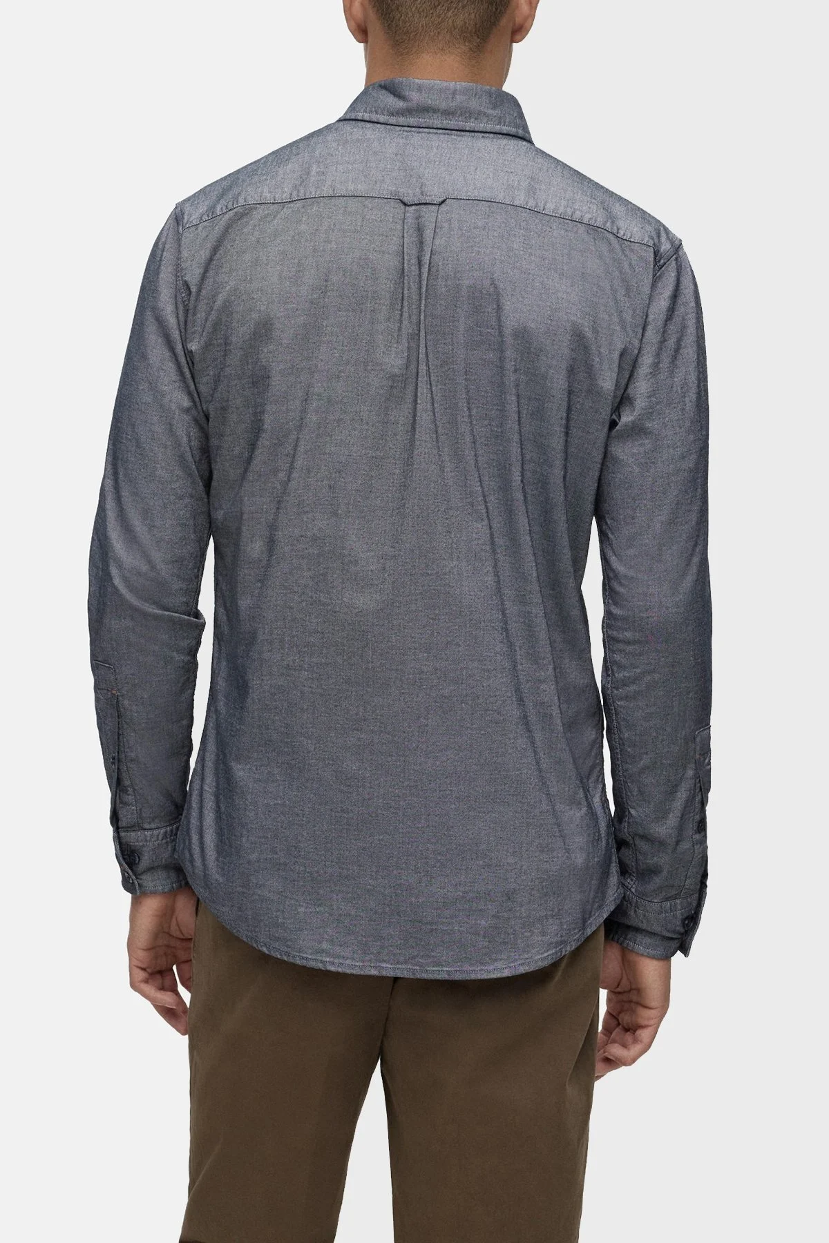 Boss Streç Pamuklu Düğmeli Yaka Uzun Kol Slim Fit Erkek Gömlek 50467324 404 GRİ - 6