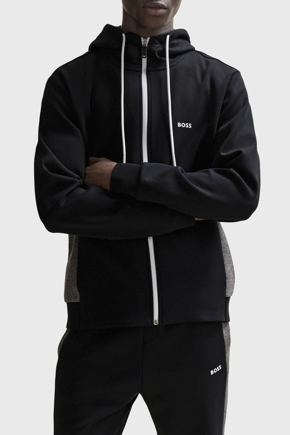 Boss Streç Pamuklu Fermuarlı Kapüşonlu Regular Fit Erkek Eşofman Takımı 50506320 001 SİYAH - 2