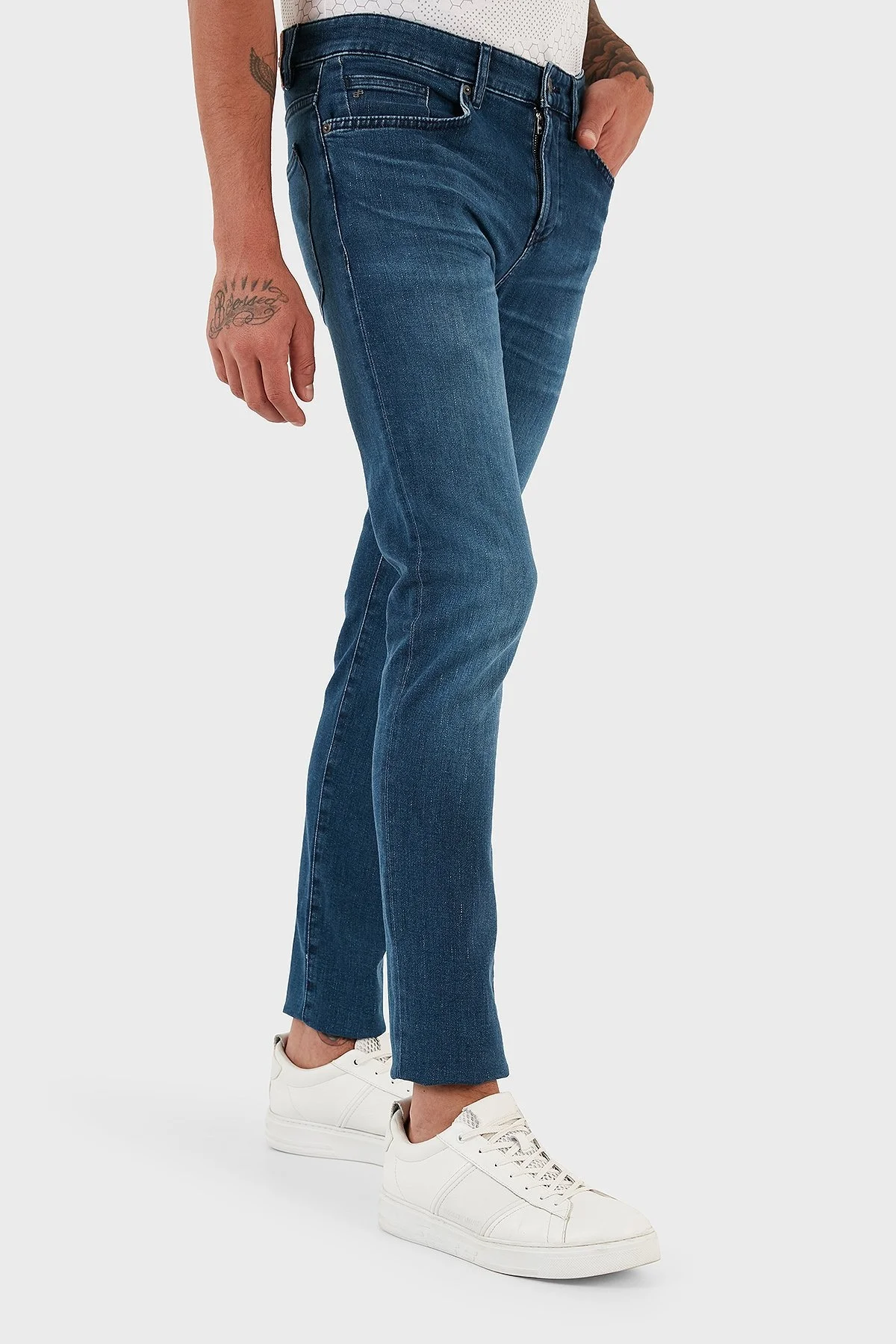 Boss Delaware3-1 Streç Pamuklu Normal Bel Slim Fit Jeans Erkek Kot Pantolon 50496189 416 LACİVERT - 3