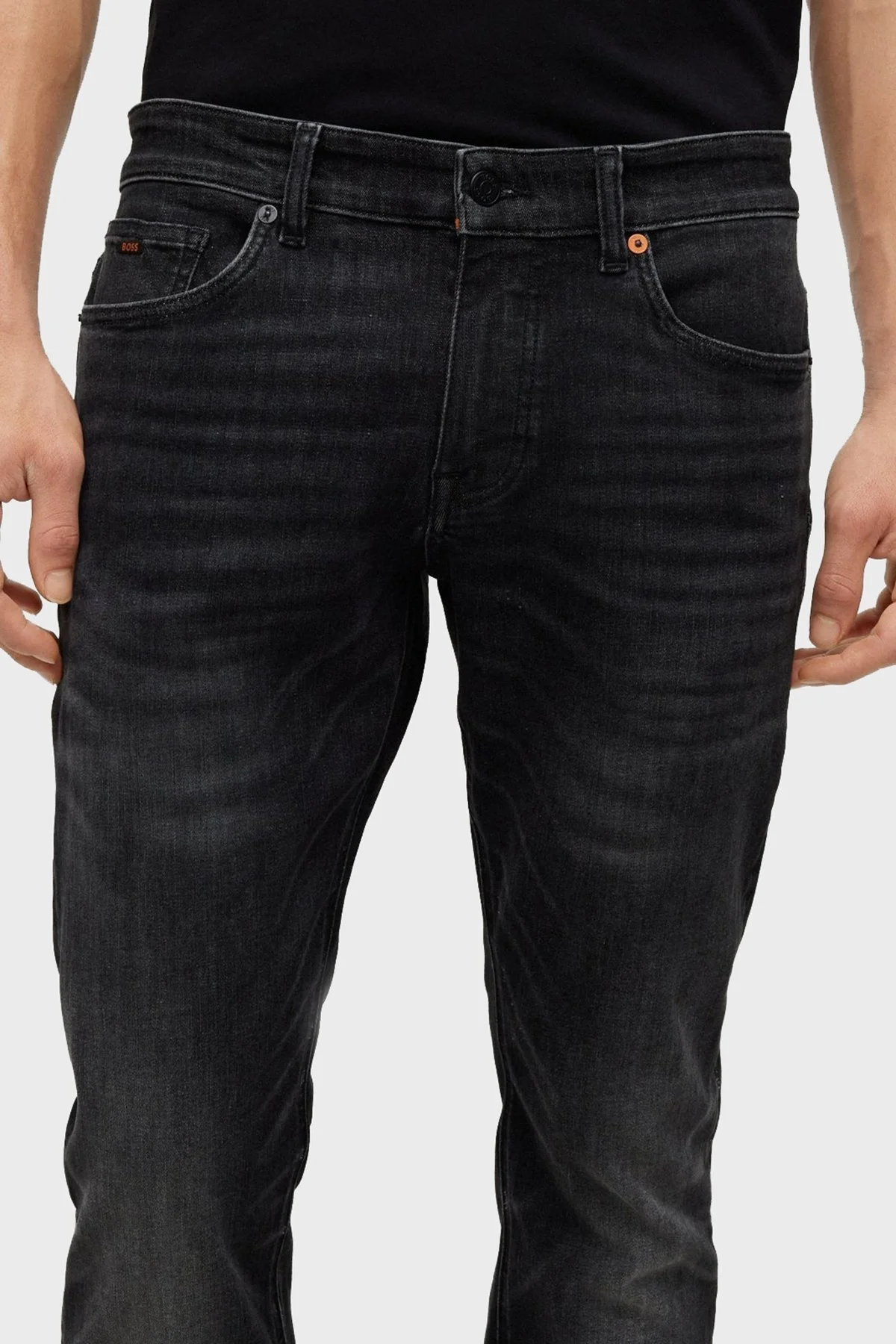 Boss Streç Pamuklu Normal Bel Slim Fit Dar Paça Jeans Erkek Kot Pantolon 50488423 015 SİYAH - 4