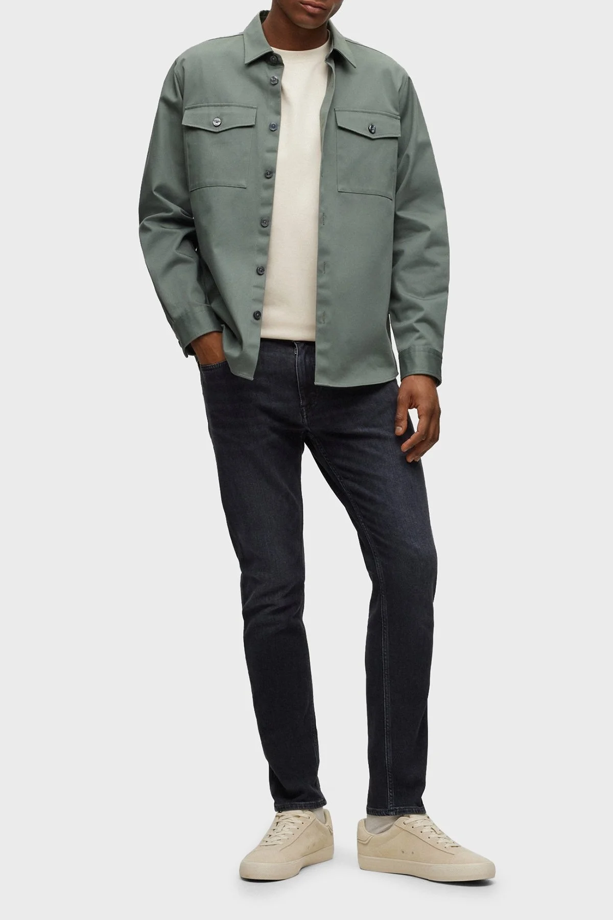 Boss Delano Streç Pamuklu Normal Bel Slim Fit Dar Paça Jeans Erkek Kot Pantolon 50496170 020 GRİ - 2