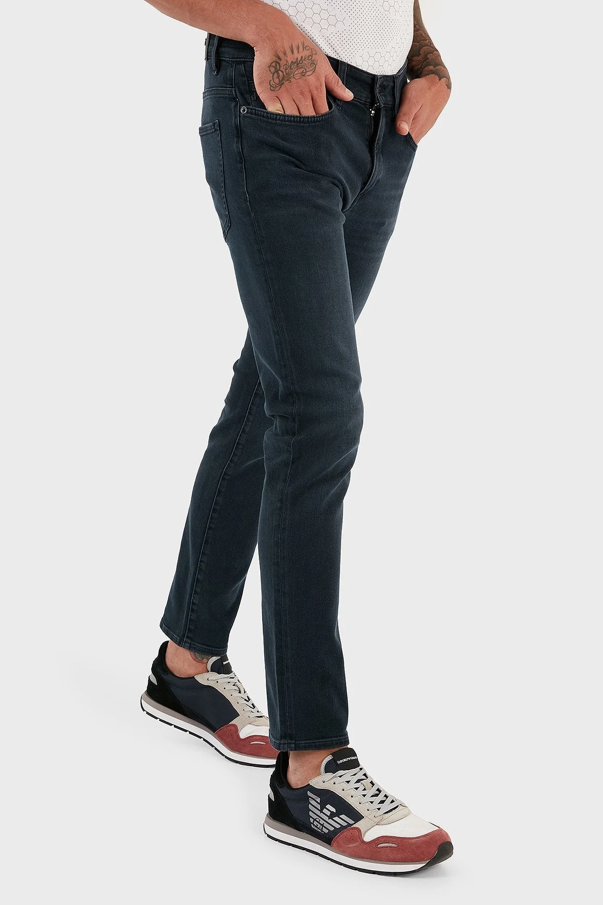 Boss Delaware3-1 Streç Pamuklu Slim Fit Düz Paça Jeans Erkek Kot Pantolon 50496192 403 KOYU MAVİ - 3