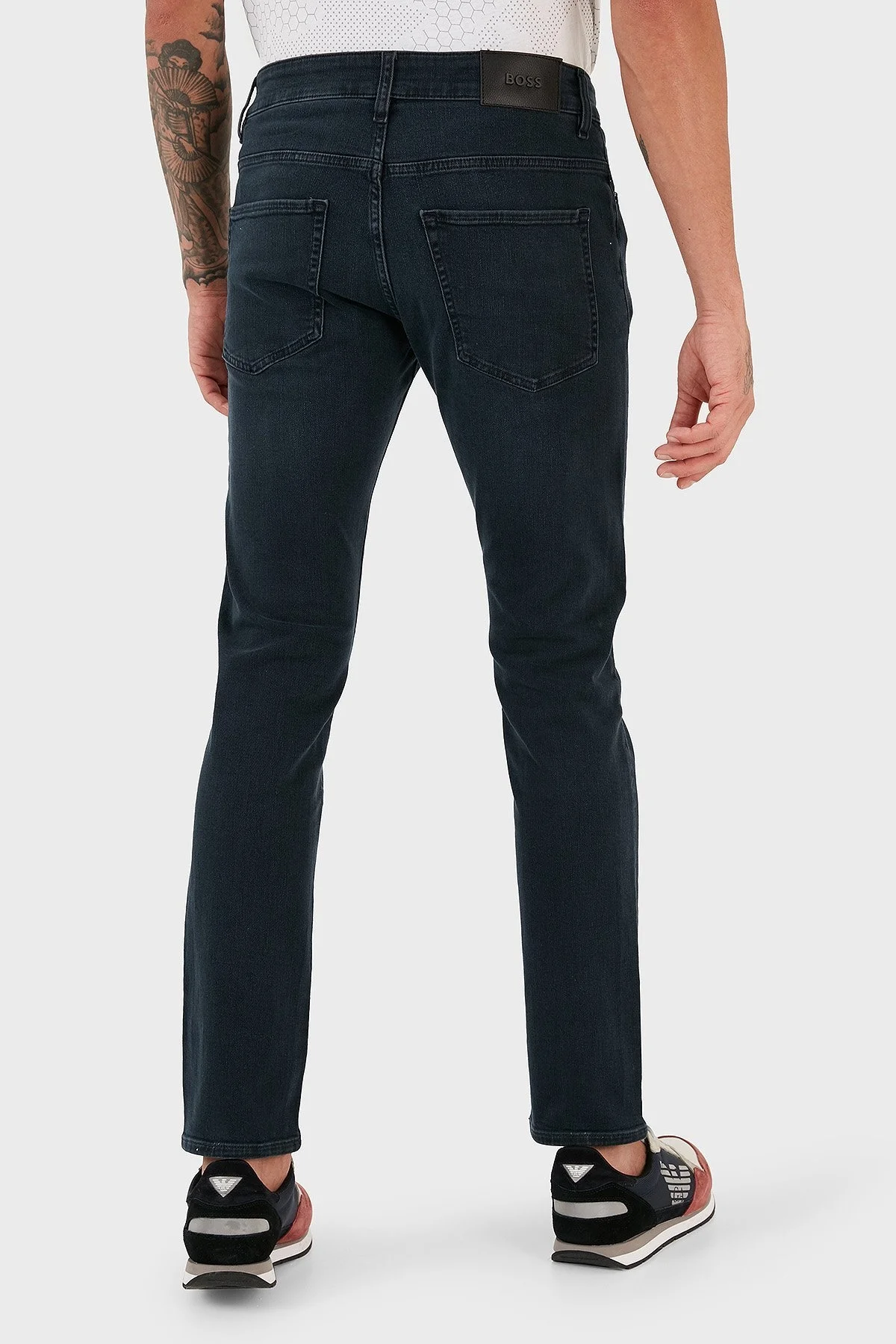 Boss Delaware3-1 Streç Pamuklu Slim Fit Düz Paça Jeans Erkek Kot Pantolon 50496192 403 KOYU MAVİ - 4