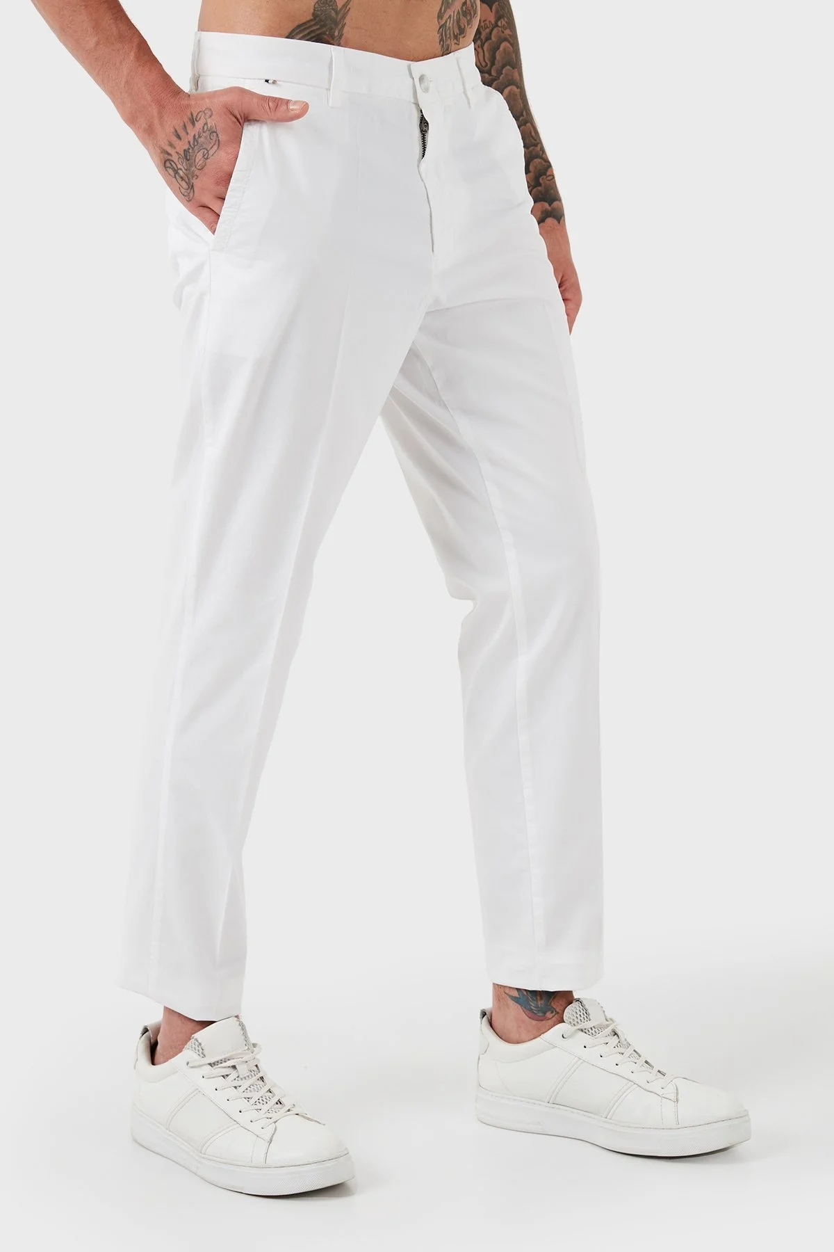 Boss Streç Pamuklu Normal Bel Slim Fit Erkek Pantolon 50505392 100 BEYAZ - 10