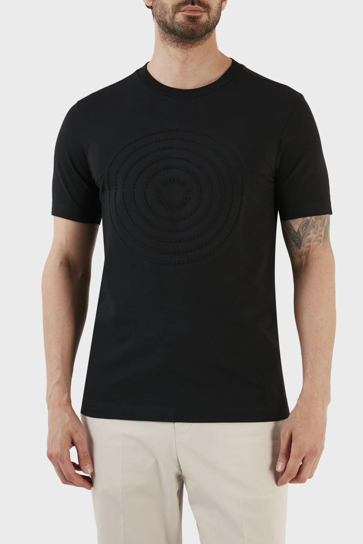 Boss Streç Pamuklu Regular Fit Bisiklet Yaka Erkek T Shirt 50488776 001 SİYAH - 1