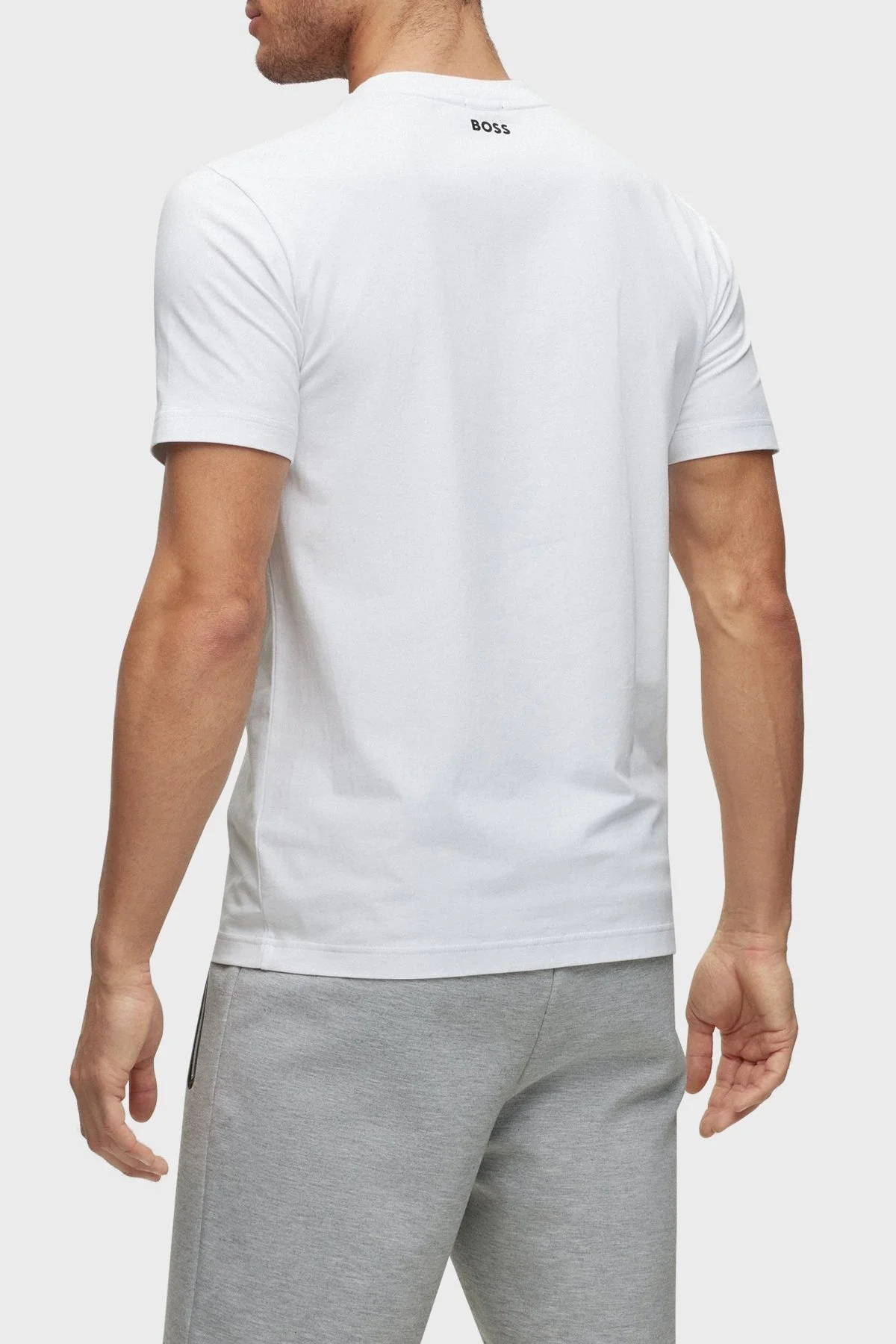 Boss Streç Pamuklu Regular Fit Bisiklet Yaka Erkek T Shirt 50488776 100 BEYAZ - 3