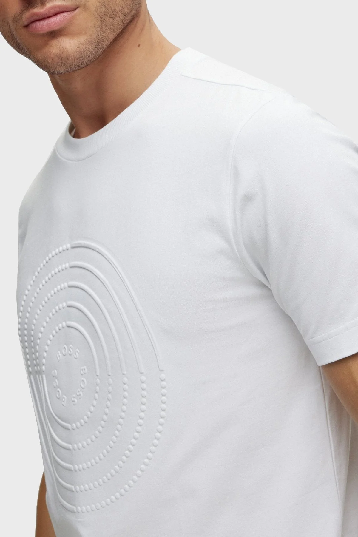 Boss Streç Pamuklu Regular Fit Bisiklet Yaka Erkek T Shirt 50488776 100 BEYAZ - 4