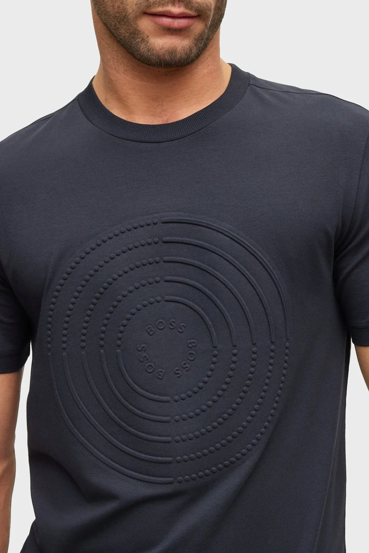 Boss Streç Pamuklu Regular Fit Bisiklet Yaka Erkek T Shirt 50488776 402 LACİVERT - 4